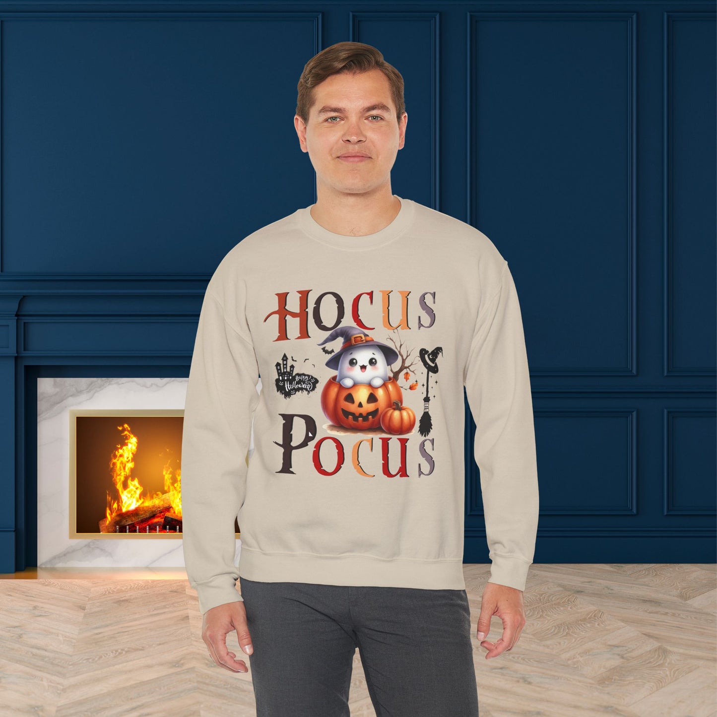 Hocus Pocus Happy Halloween Sweatshirt, Happy Halloween Sweatshirt - Unisex Heavy Blend Crewneck, Halloween Sweatshirt, Cute Spooky Ghost sweatshirt.