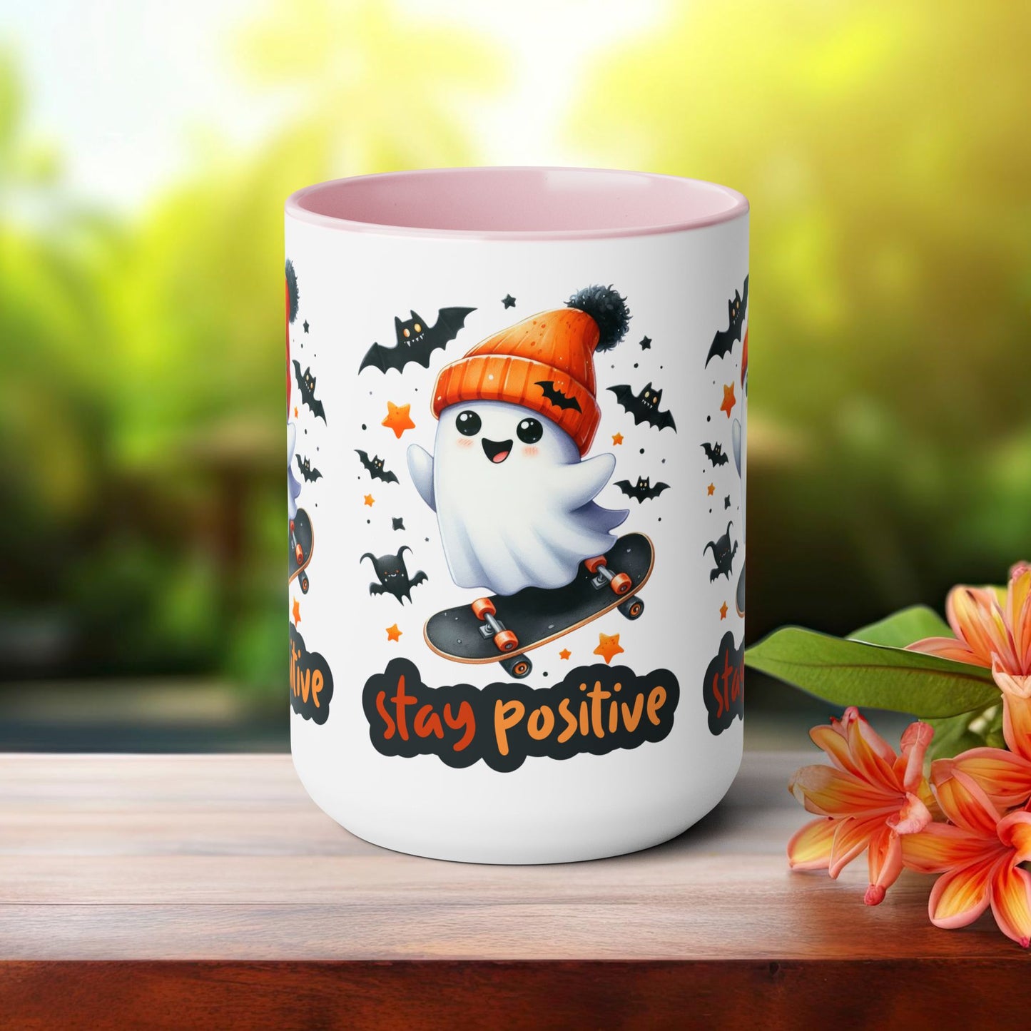 Stay Positive Halloween Coffee Mug, Let's Go Halloween Coffee Mug, Trick or Treat Halloween Coffee Mug, Cute Skeleton Coffee Mug, Spooky Season Halloween Coffee Mug.