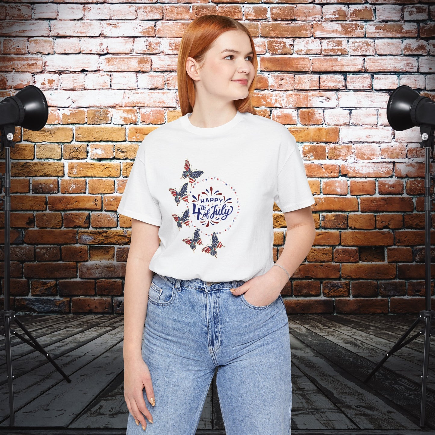 4th of July T-Shirt, Happy 4th Of July Butterfly T-Shirt, Fourth of July unisex jersey short sleeve.