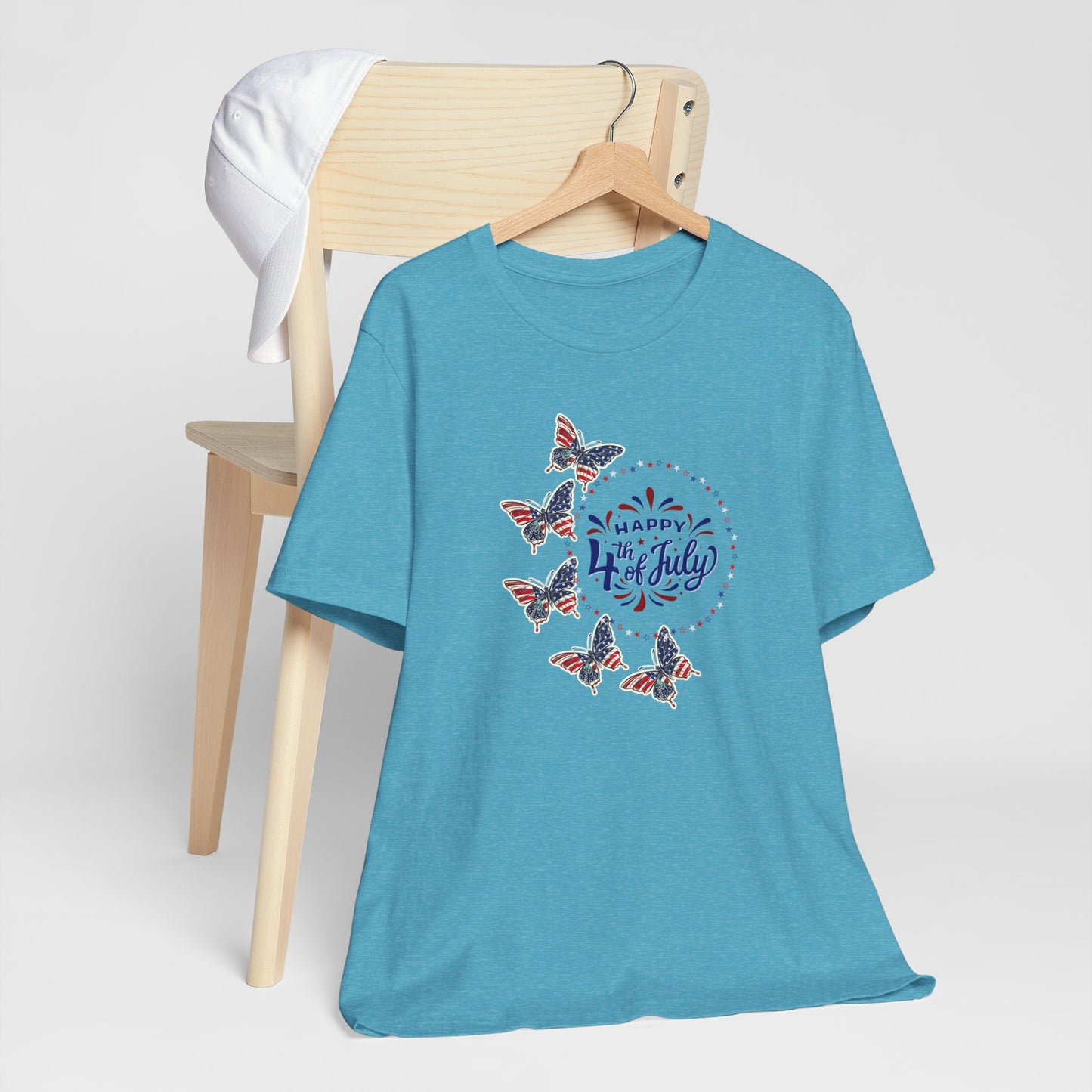 4th of July T-Shirt, Happy 4th Of July Butterfly T-Shirt, Fourth of July unisex jersey short sleeve.