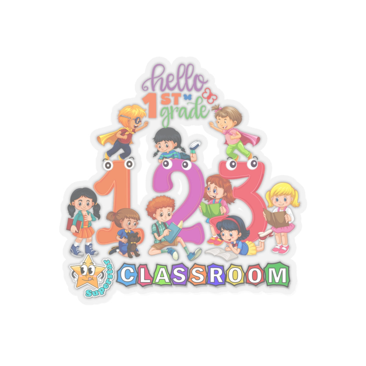 Back To School Kiss-Cut Stickers, First Grade Squad Kiss-Cut Stickers, Gift for First graders, Ready for School, Back to Learning.