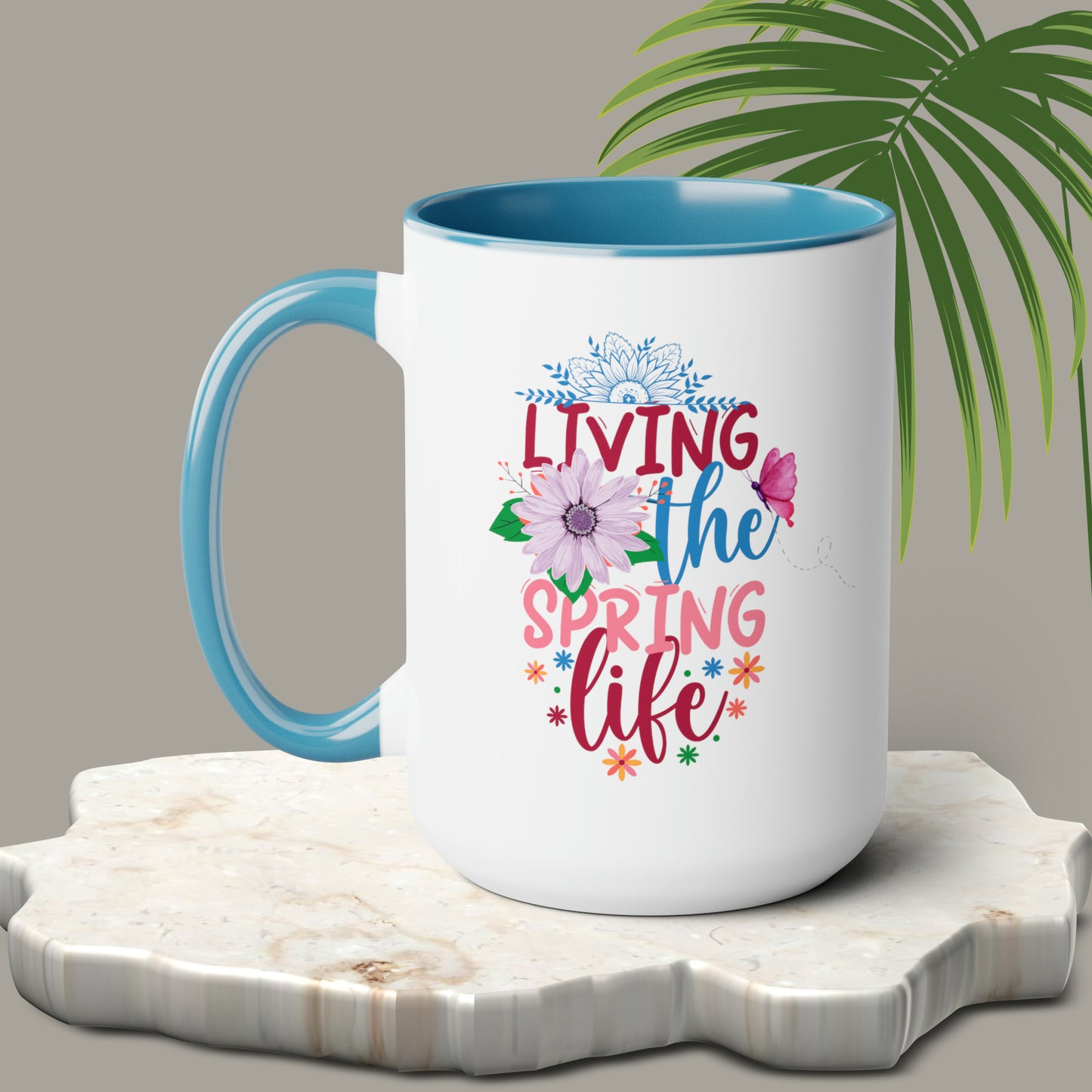 Living The Spring time Two-Tone Coffee Mugs, 15oz