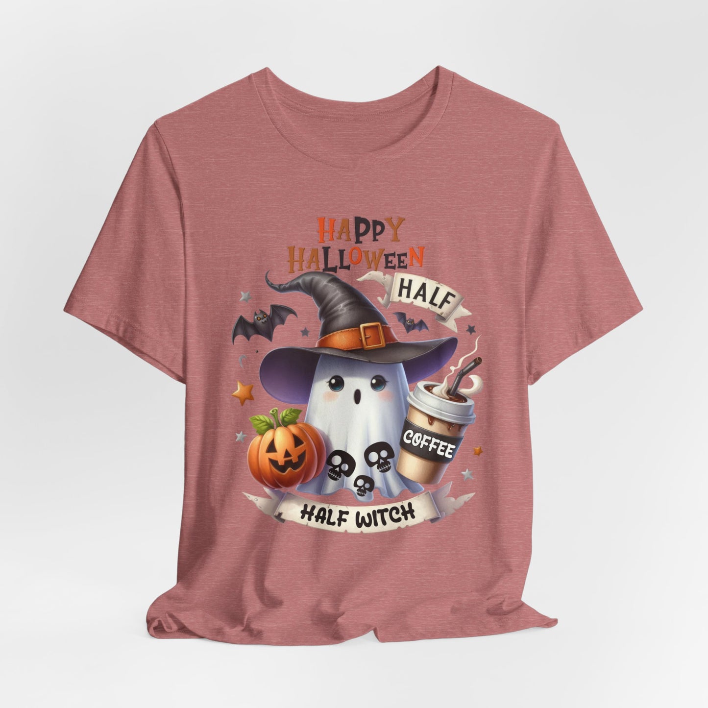 Half Coffee Half Witch T-shirt, Happy Halloween T-shirt, Trick Or Treat T-shirt, Halloween T-shirt, Cool Halloween T-shirt, Spooky T-shirt,