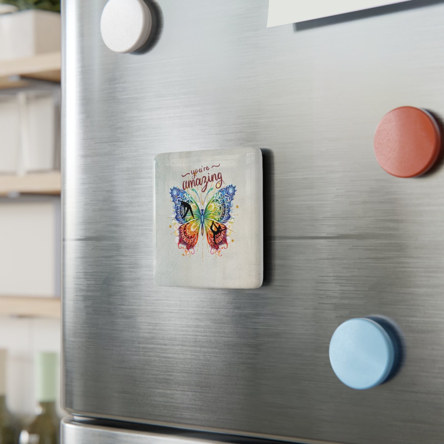 You're Amazing Yoga Porcelain Magnet, Square, Cute Porcelain Magnet, Mindful Gift, Yoga lovers Porcelain Magnet, Yoga Instructor Gift, Gift For Yoga lovers, Gift For Yogi.