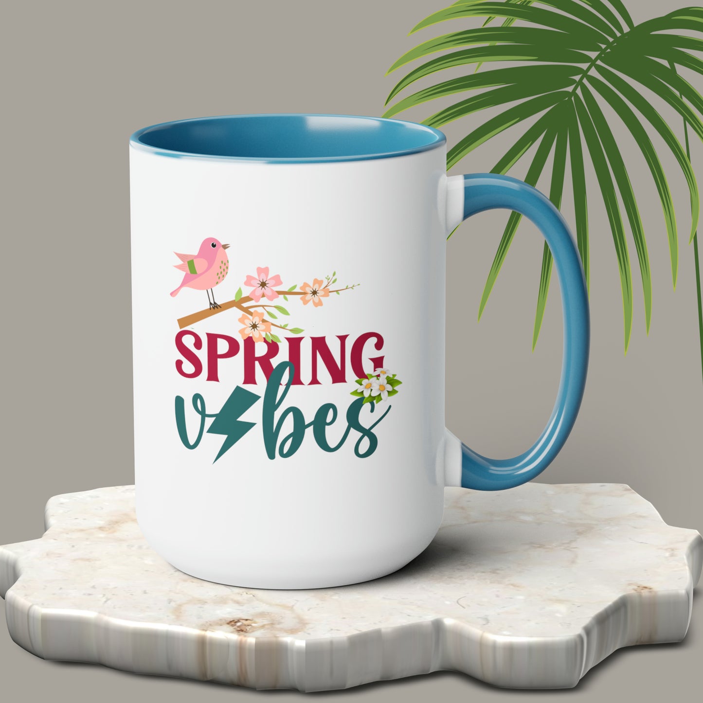 Spring Vibes Trendy two-Tone Coffee Mugs, 15oz