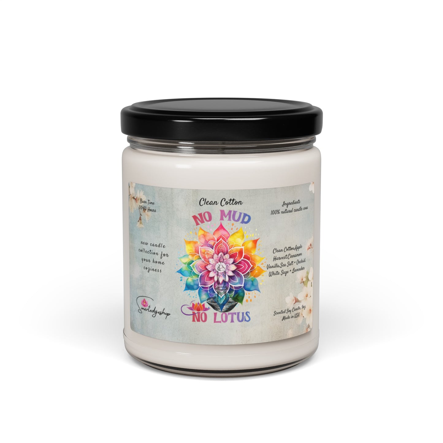 No Mud No Lotus Yoga Scented Soy Candle, 9oz,Yoga , CuteCandle, Mindful Gift, Yoga lovers candle, Yoga Instructor Gift, Gift For Yoga lovers, Gift For Yogi.