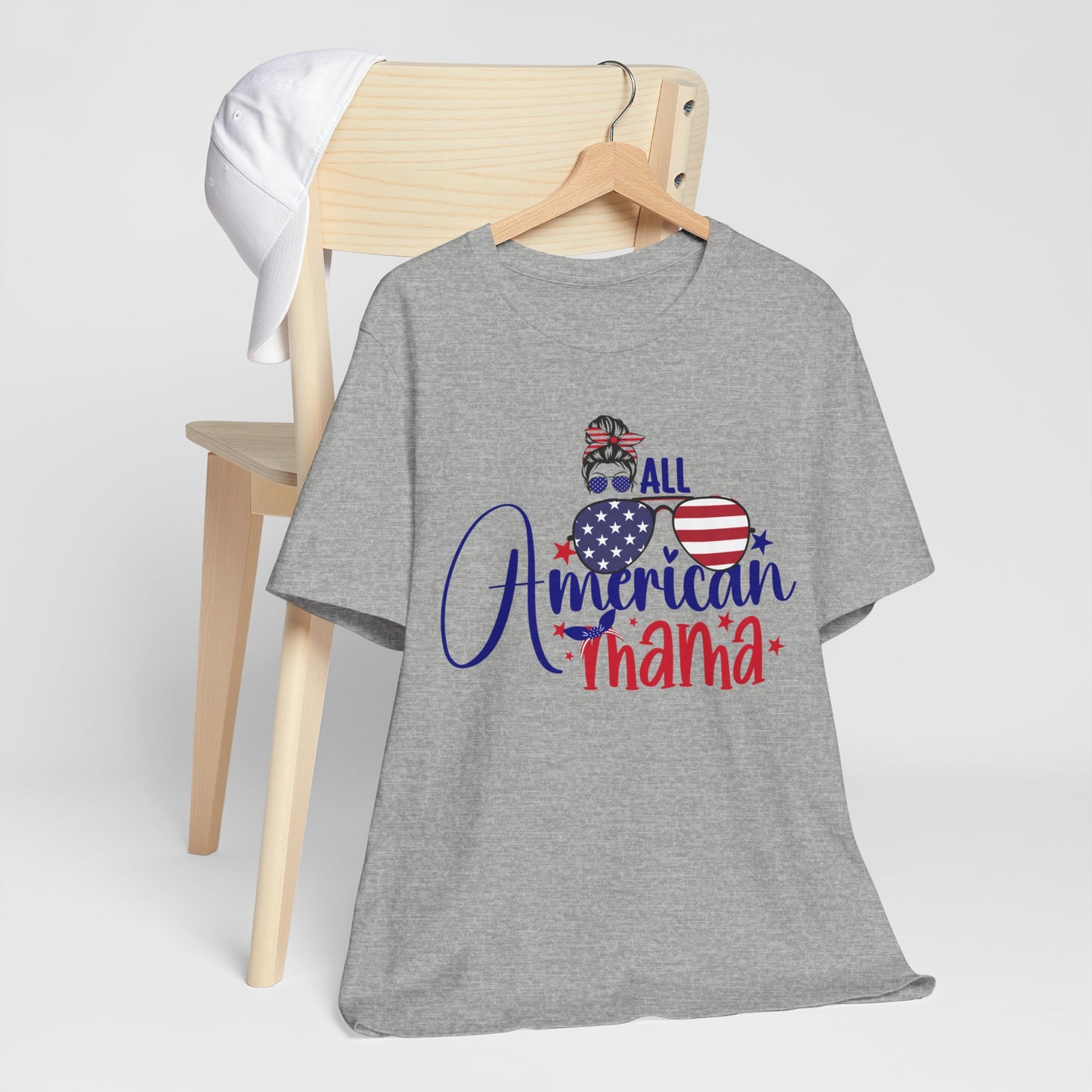 4th of July T-Shirt, All American Mama T-Shirt, Fourth of July unisex jersey short sleeve.