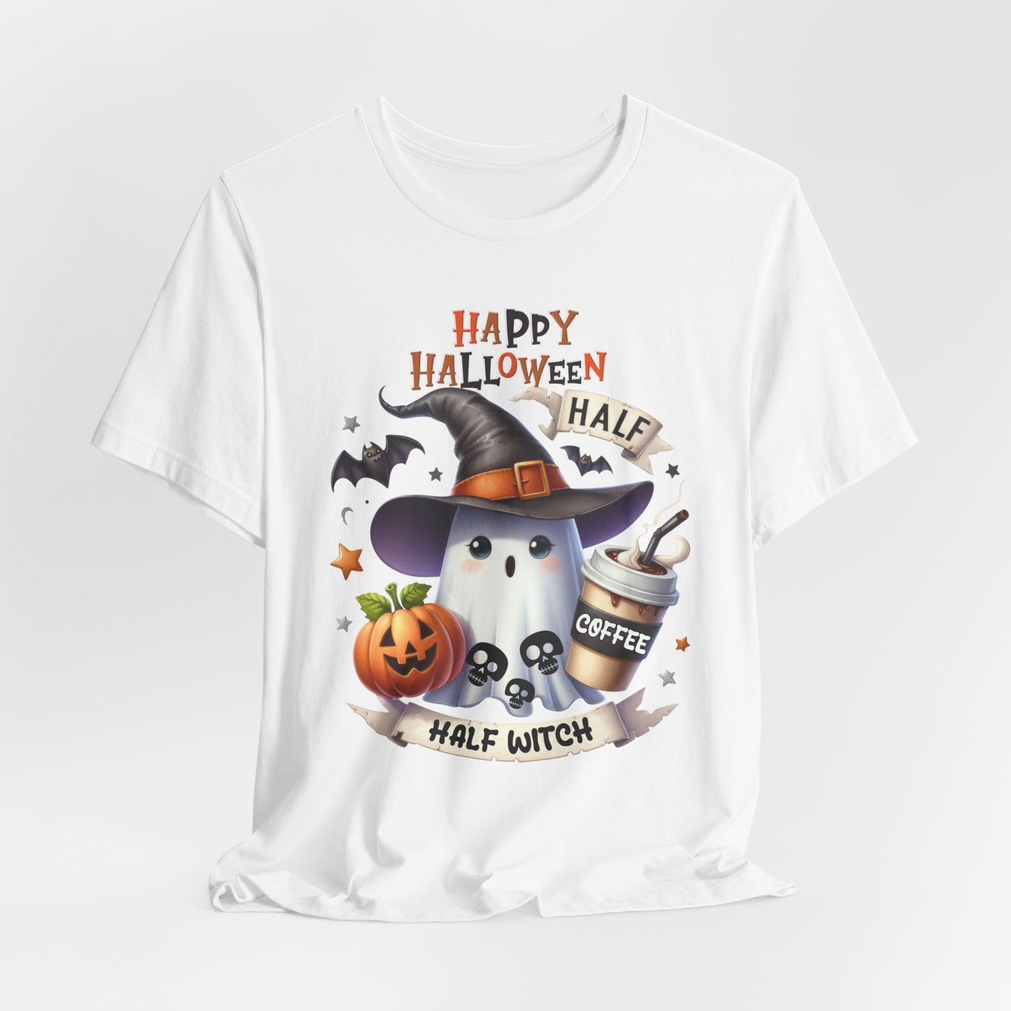 Half Coffee Half Witch T-shirt, Happy Halloween T-shirt, Trick Or Treat T-shirt, Halloween T-shirt, Cool Halloween T-shirt, Spooky T-shirt,