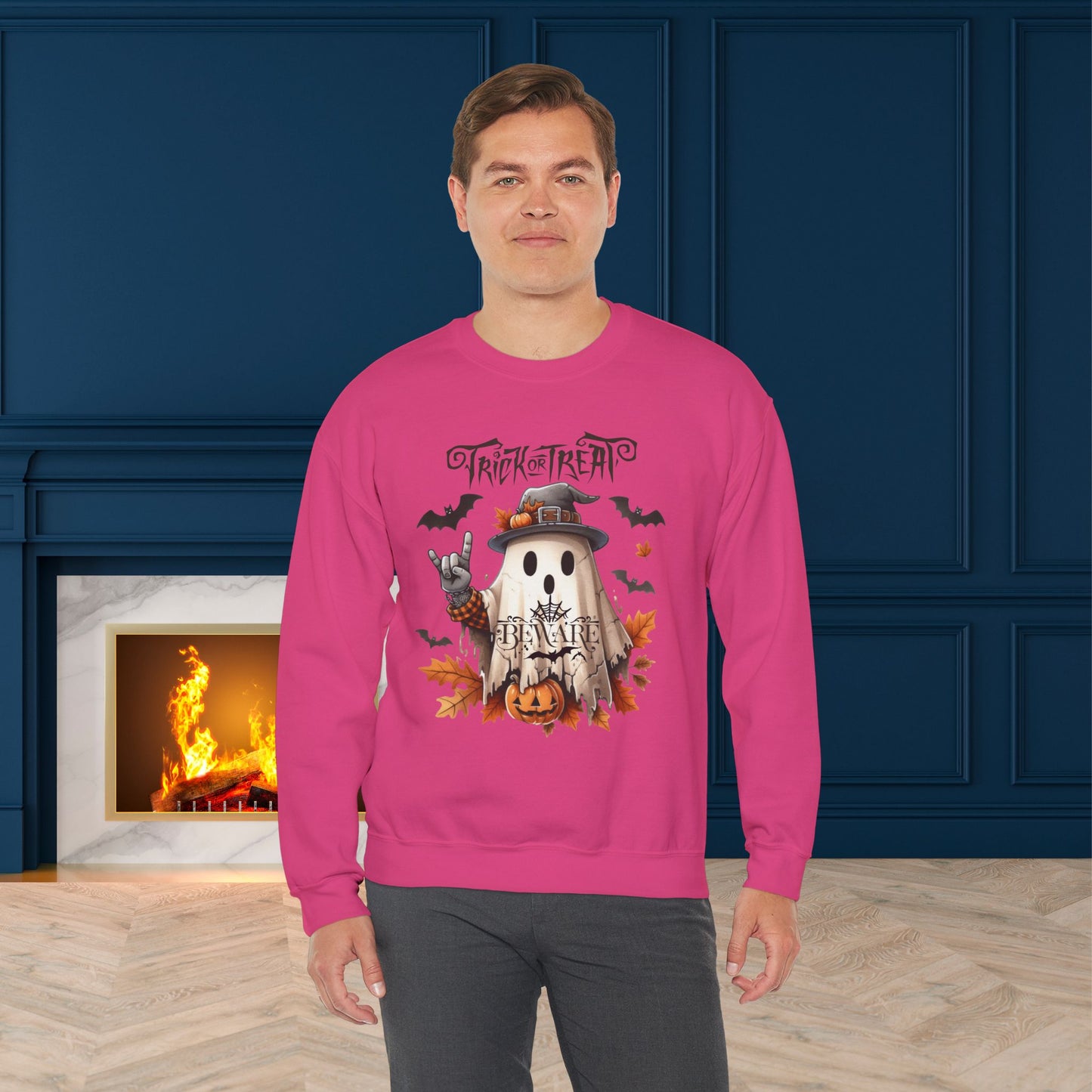 Trick Or Treat Halloween Sweatshirt, Happy Halloween Sweatshirt - Unisex Heavy Blend Crewneck, Halloween Sweatshirt, Cute Spooky Ghost sweatshirt.