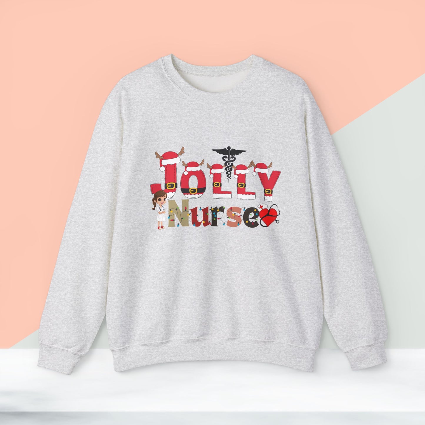Jolly Nurse Christmas Sweatshirt - Unisex Heavy Blend.