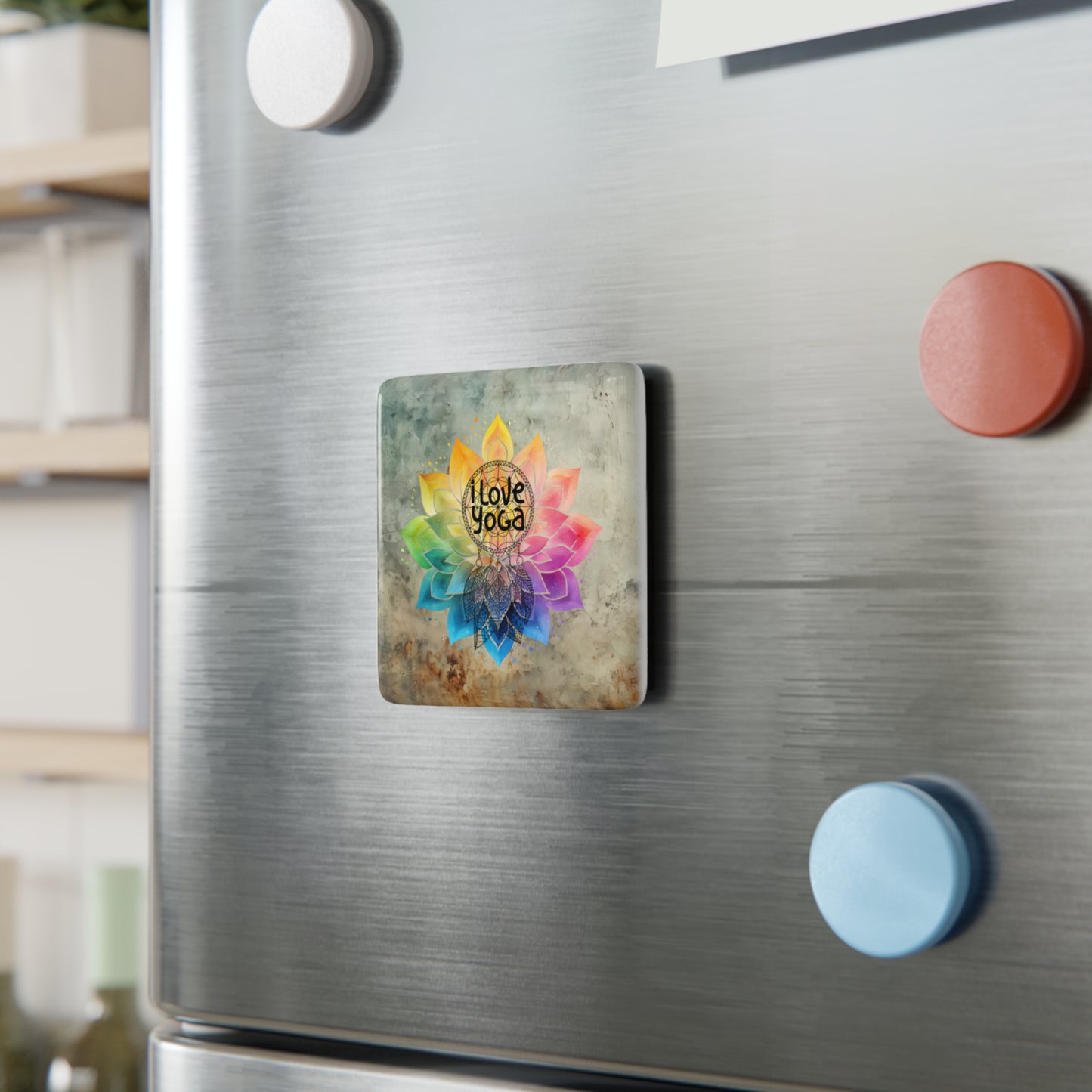 I Love Yoga Porcelain Magnet, Square, Cute Porcelain Magnet, Mindful Gift, Yoga lovers Porcelain Magnet, Yoga Instructor Gift, Gift For Yoga lovers, Gift For Yogi.