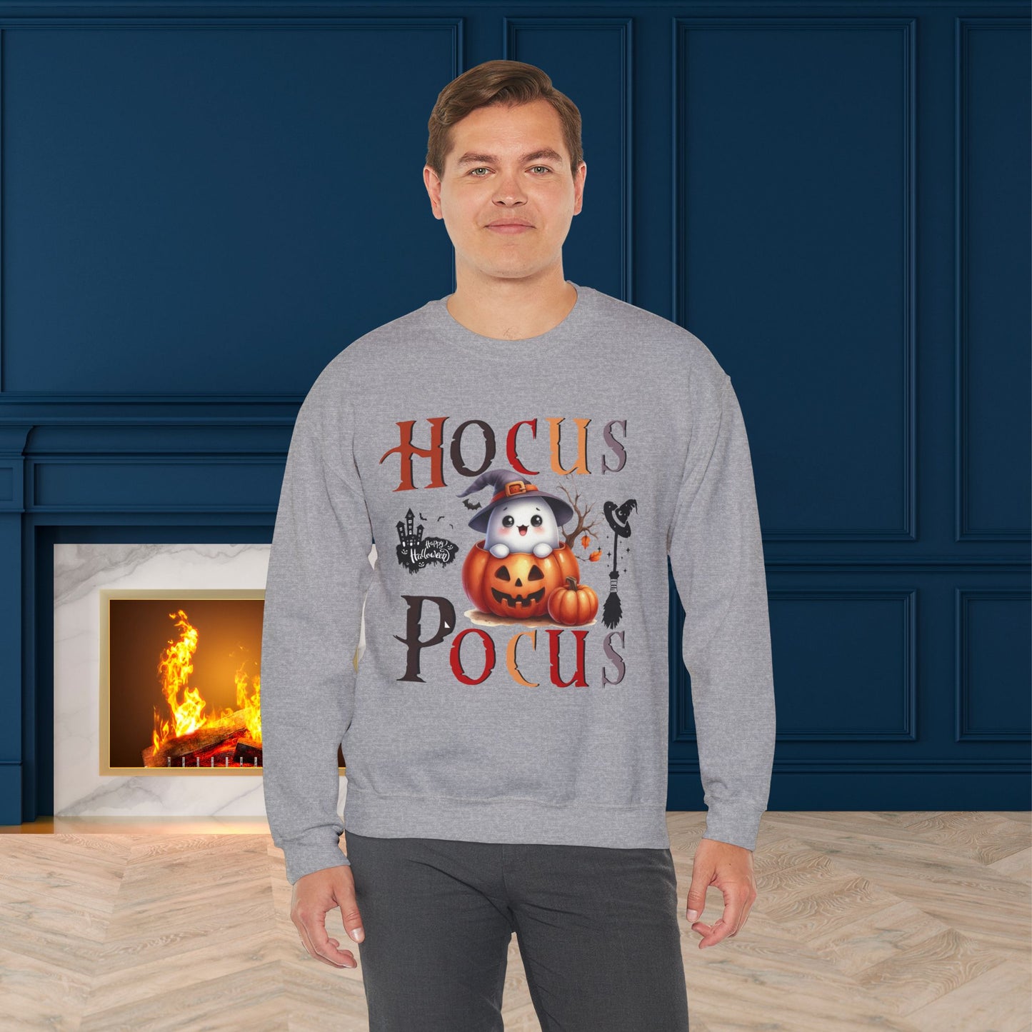 Hocus Pocus Happy Halloween Sweatshirt, Happy Halloween Sweatshirt - Unisex Heavy Blend Crewneck, Halloween Sweatshirt, Cute Spooky Ghost sweatshirt.