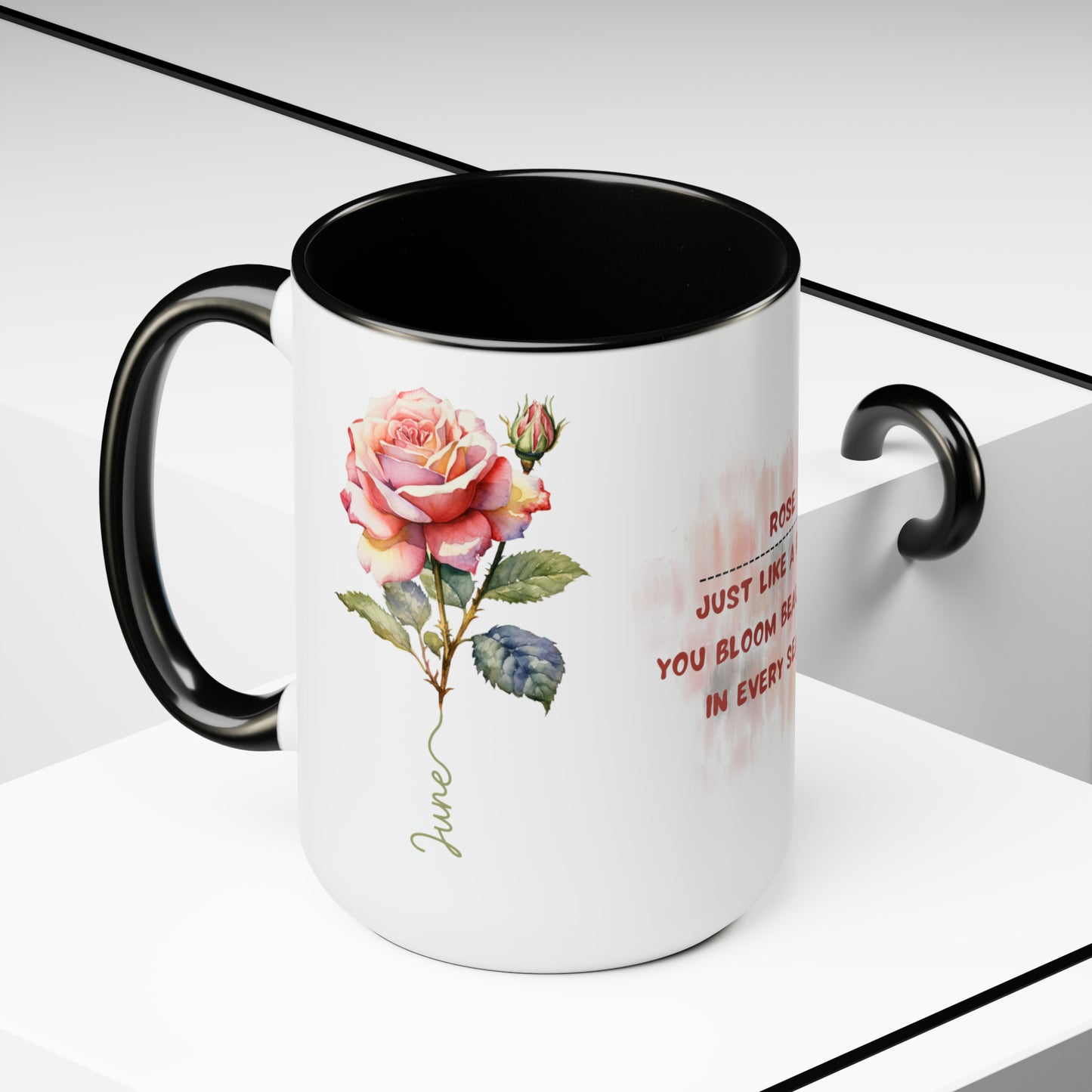 Birth Month flower Tow-Tone Coffee Mug.15oz, June Birth Month flower mug.