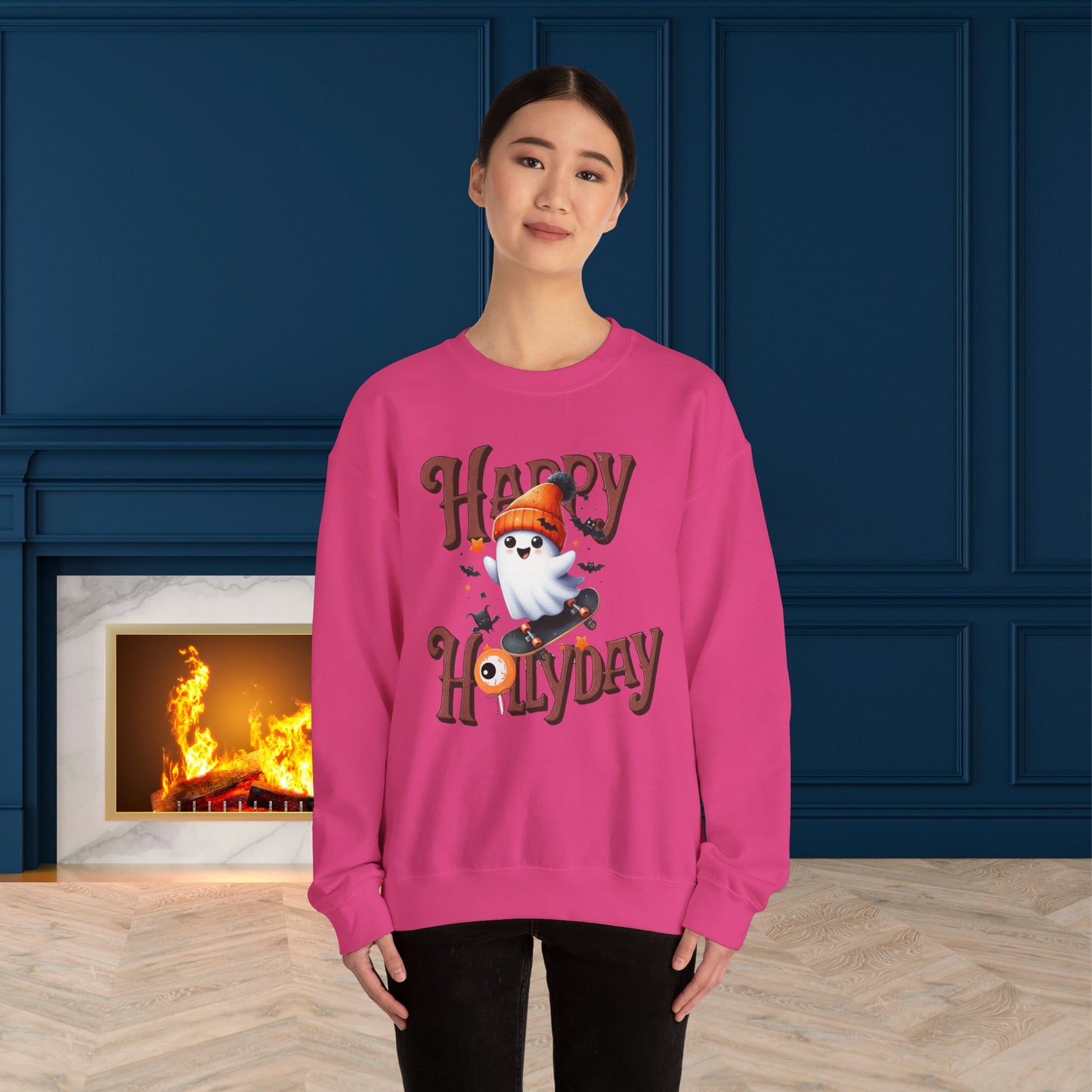 Happy Halloween Sweatshirt, Happy Halloween Sweatshirt - Unisex Heavy Blend Crewneck, Halloween Sweatshirt, Cute Spooky Ghost sweatshirt.