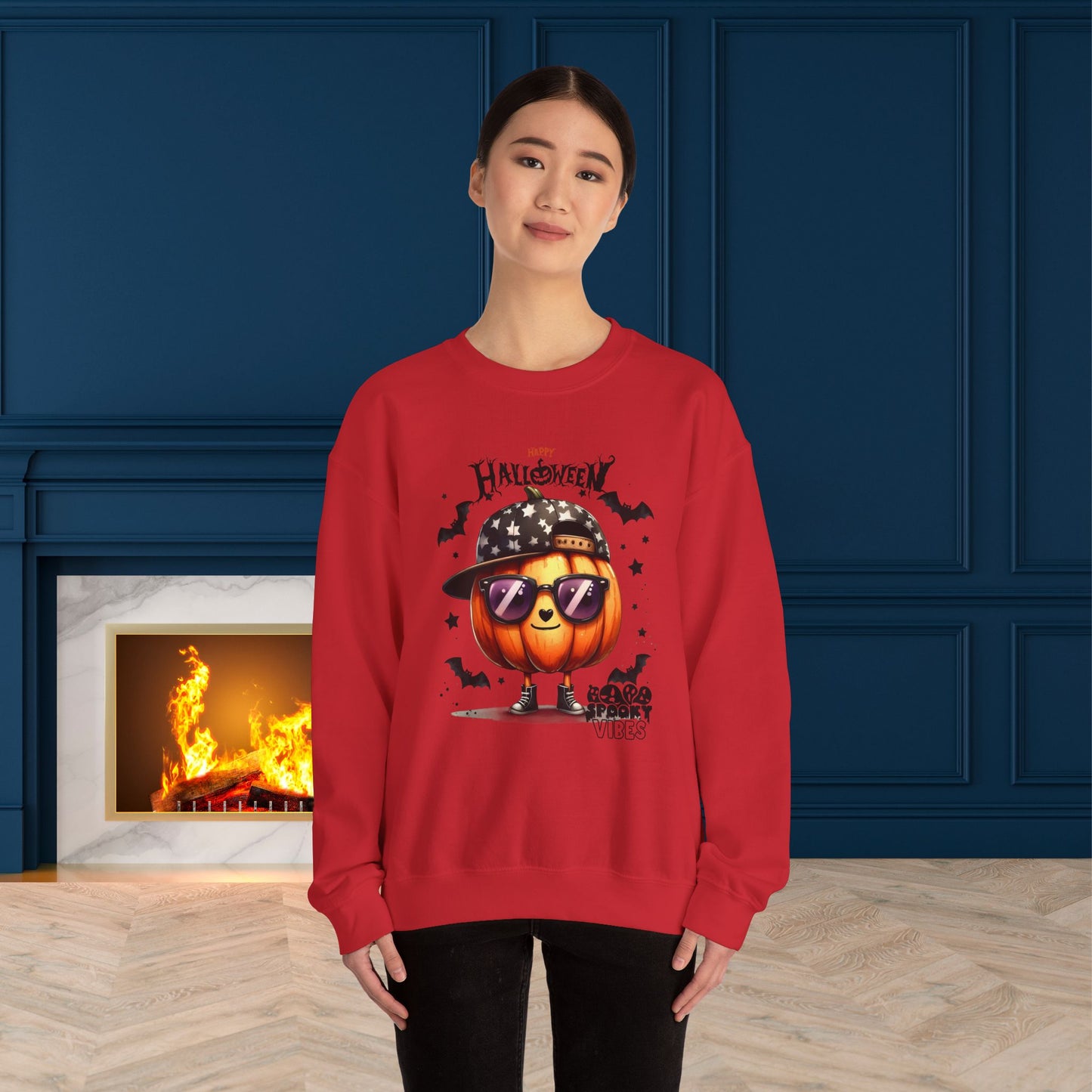 Spooky Vibes Halloween Sweatshirt, Happy Halloween Sweatshirt - Unisex Heavy Blend Crewneck, Halloween Sweatshirt, Cute Spooky Ghost sweatshirt.
