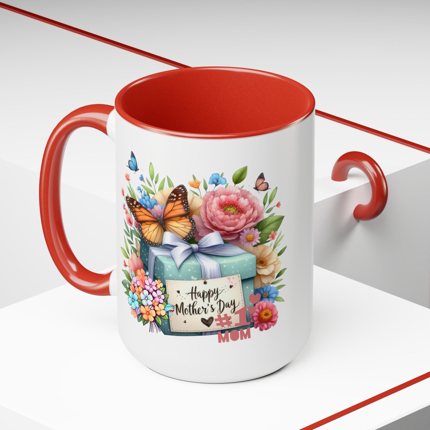Happy Mother's dayTow-Tone Coffee Mug.15oz, Gift for mom, Mama's Coffee Mug
