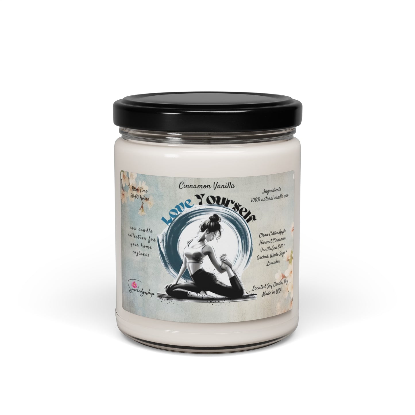 Love Yourself Yoga Scented Soy Candle, 9oz,Yoga , CuteCandle, Mindful Gift, Yoga lovers candle, Yoga Instructor Gift, Gift For Yoga lovers, Gift For Yogi.