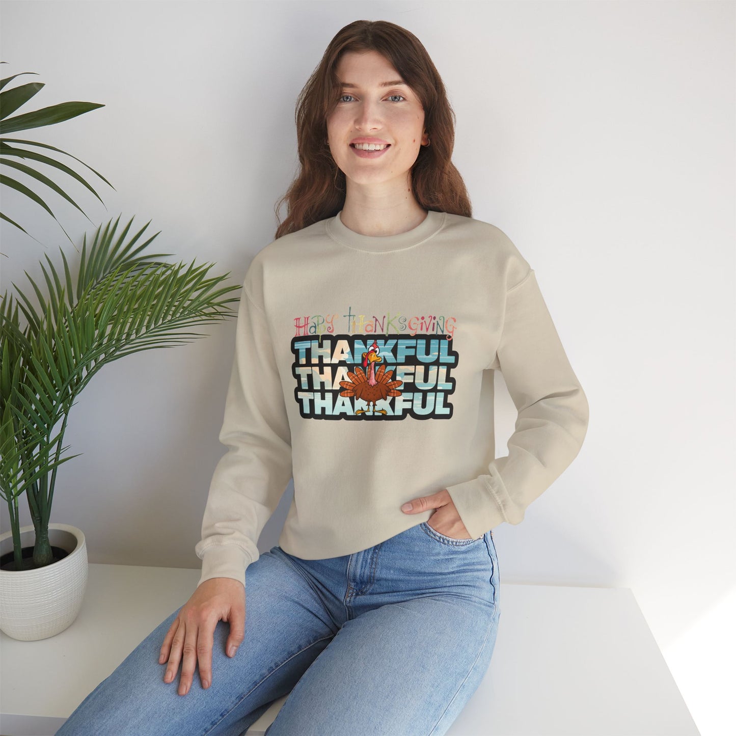 Thankful Sweatshirt, HappyThanksgiving Sweatshirt - Unisex Heavy Blend, Happy Thanksgiving2024 Sweatshirt, Thanksgiving Gift, Festive Sweatshirt.
