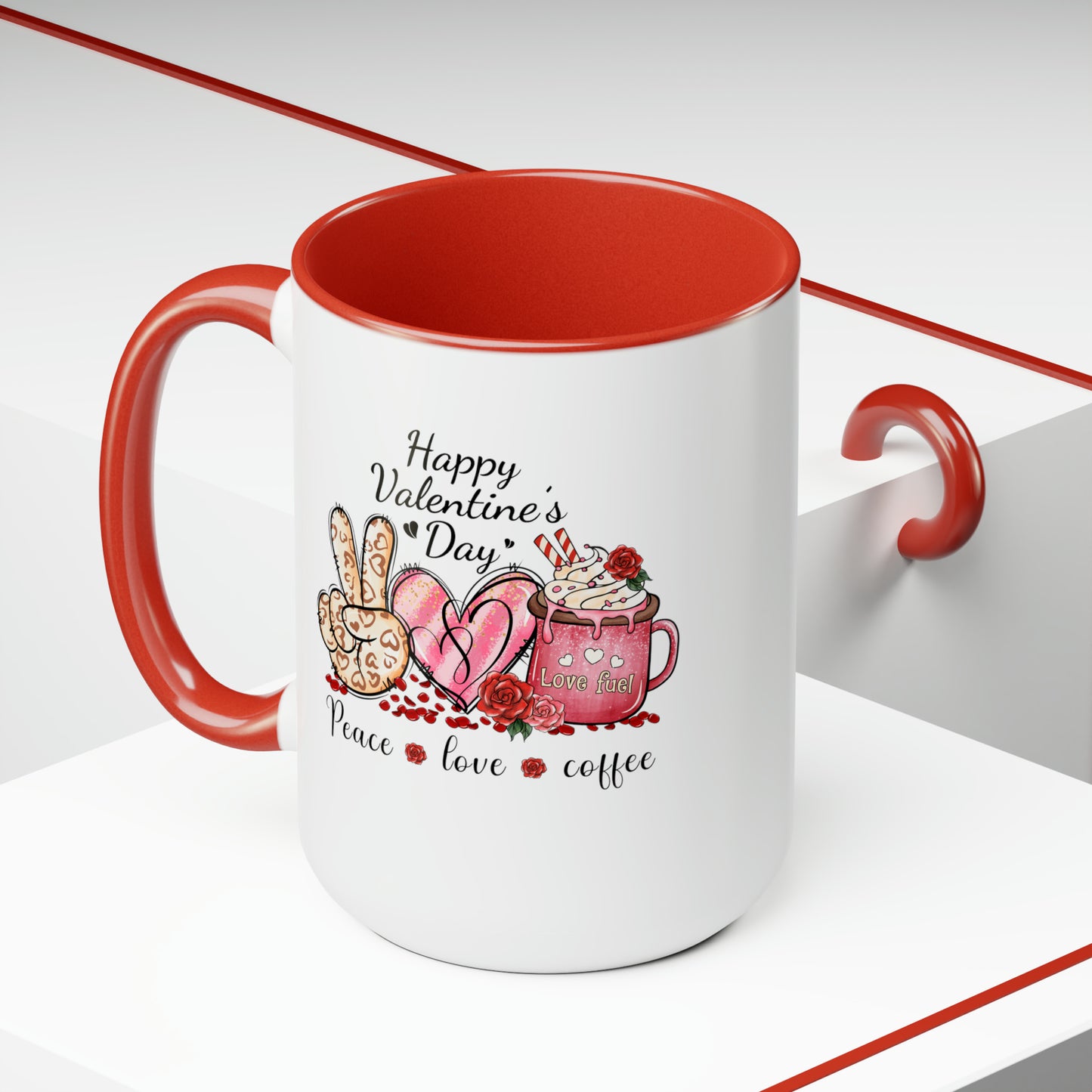 Happy valentines day Two-Tone Coffee Mugs, 15oz