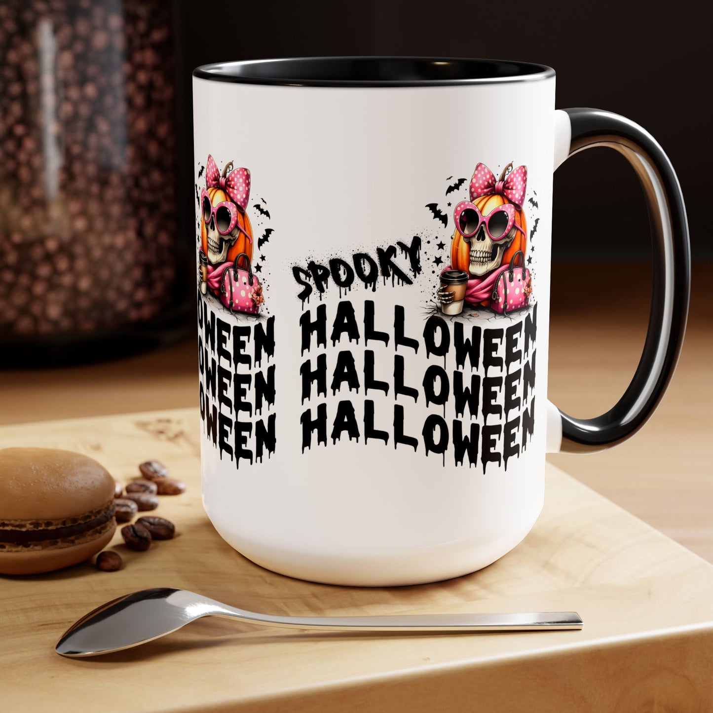Spooky Halloween Coffee Mug, Beware Halloween Coffee Mug, Trick or Treat Halloween Coffee Mug, Cute Skeleton Coffee Mug, Spooky Season Halloween Coffee Mug.