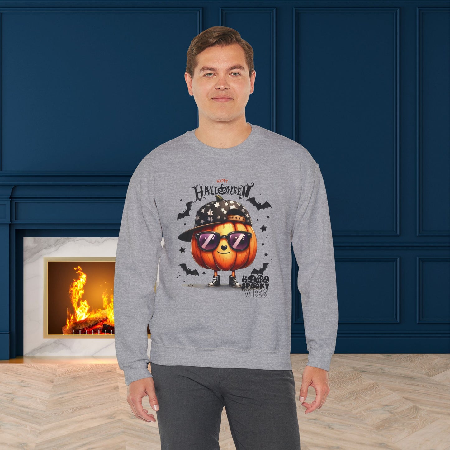 Spooky Vibes Halloween Sweatshirt, Happy Halloween Sweatshirt - Unisex Heavy Blend Crewneck, Halloween Sweatshirt, Cute Spooky Ghost sweatshirt.