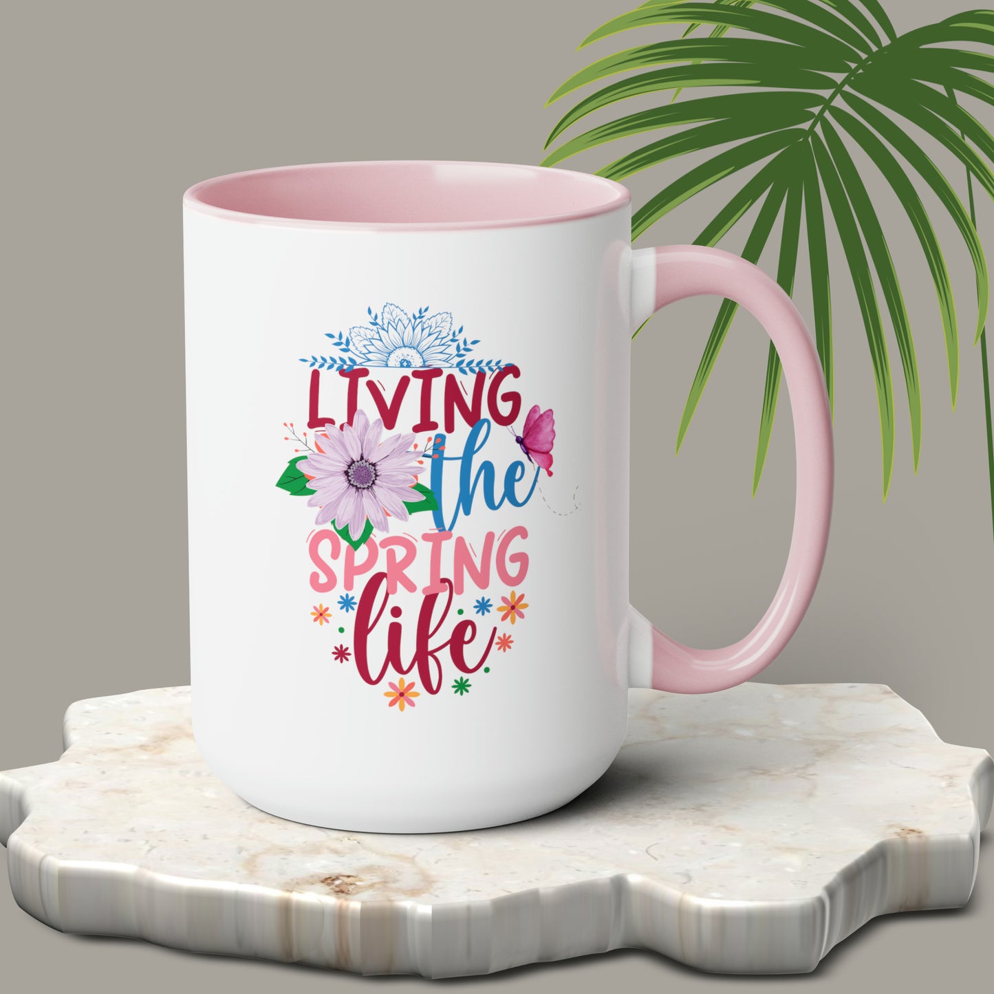 Living The Spring time Two-Tone Coffee Mugs, 15oz