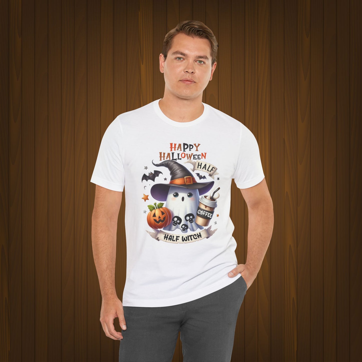 Half Coffee Half Witch T-shirt, Happy Halloween T-shirt, Trick Or Treat T-shirt, Halloween T-shirt, Cool Halloween T-shirt, Spooky T-shirt,
