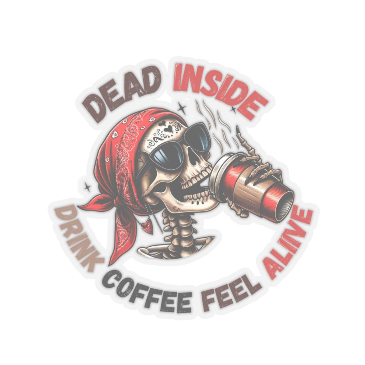 Drink Coffee Feel alive Kiss-Cut Stickers, Happy Halloween Kiss-Cut Stickers, Spooky Season Kiss-Cut Stickers, Cute Cat Halloween Kiss-Cut Stickers.