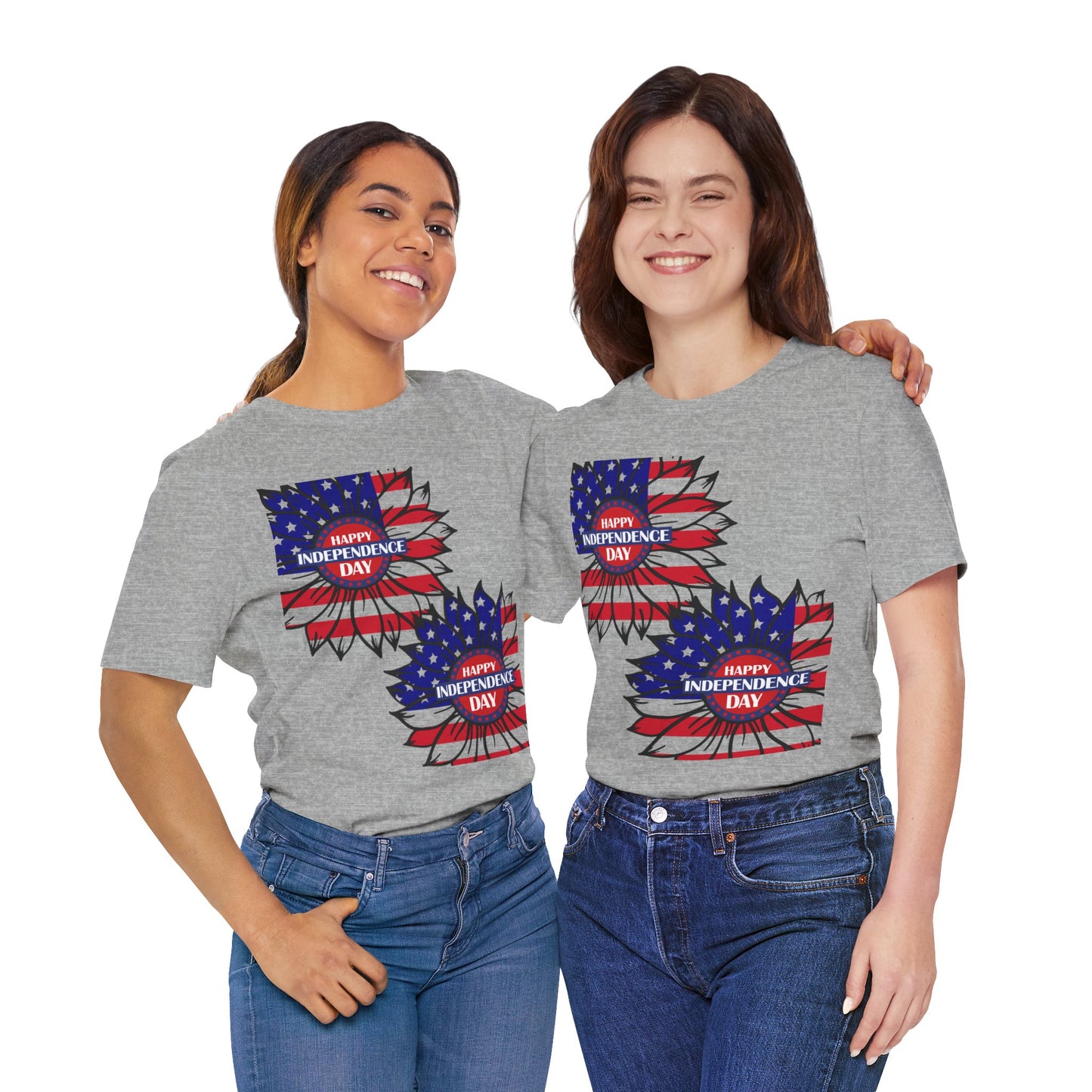4th of July T-Shirt, Happy Independence Day Sunflower T-Shirt, Fourth of July unisex jersey short sleeve.