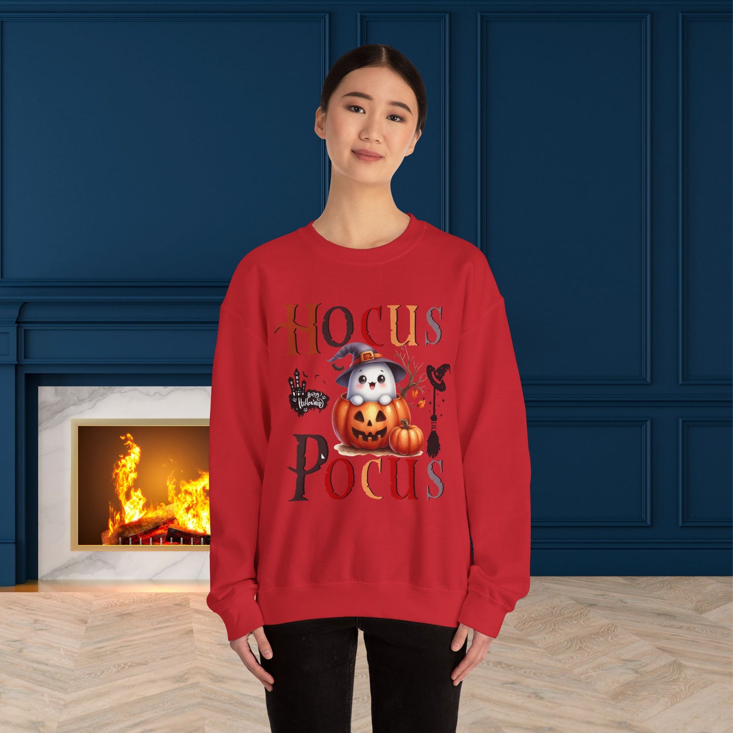Hocus Pocus Happy Halloween Sweatshirt, Happy Halloween Sweatshirt - Unisex Heavy Blend Crewneck, Halloween Sweatshirt, Cute Spooky Ghost sweatshirt.