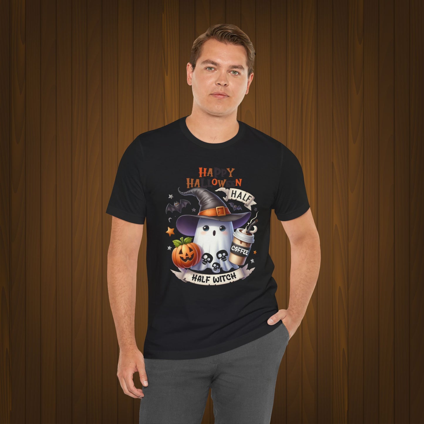 Half Coffee Half Witch T-shirt, Happy Halloween T-shirt, Trick Or Treat T-shirt, Halloween T-shirt, Cool Halloween T-shirt, Spooky T-shirt,