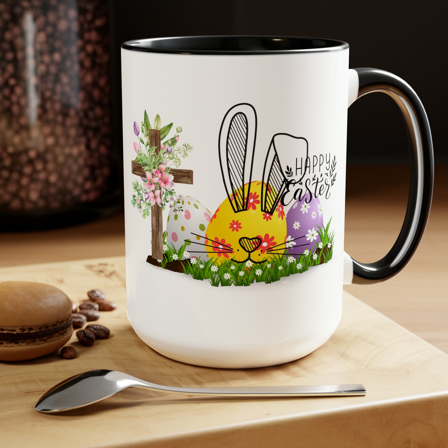 Happy EasterTwo-Tone Coffee Mugs, 15oz