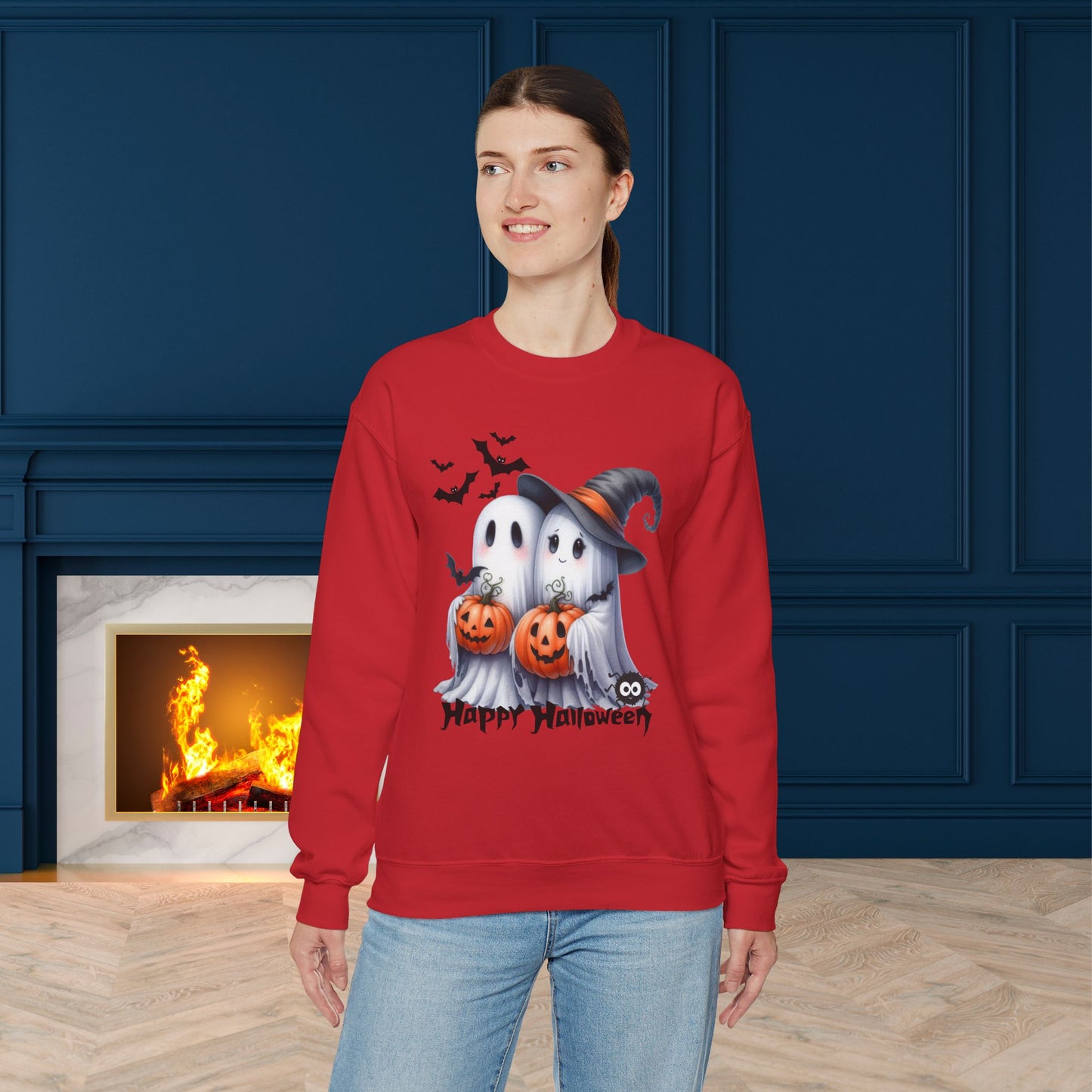 Happy Halloween Sweatshirt, Happy Halloween Sweatshirt - Unisex Heavy Blend Crewneck, Halloween Sweatshirt, Cute Spooky Ghost sweatshirt.
