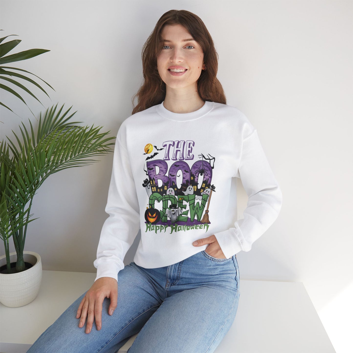 The Boo Crew Halloween Sweatshirt, Happy Halloween Sweatshirt - Unisex Heavy Blend Crewneck, Halloween Sweatshirt, Cute Spooky Ghost sweatshirt.