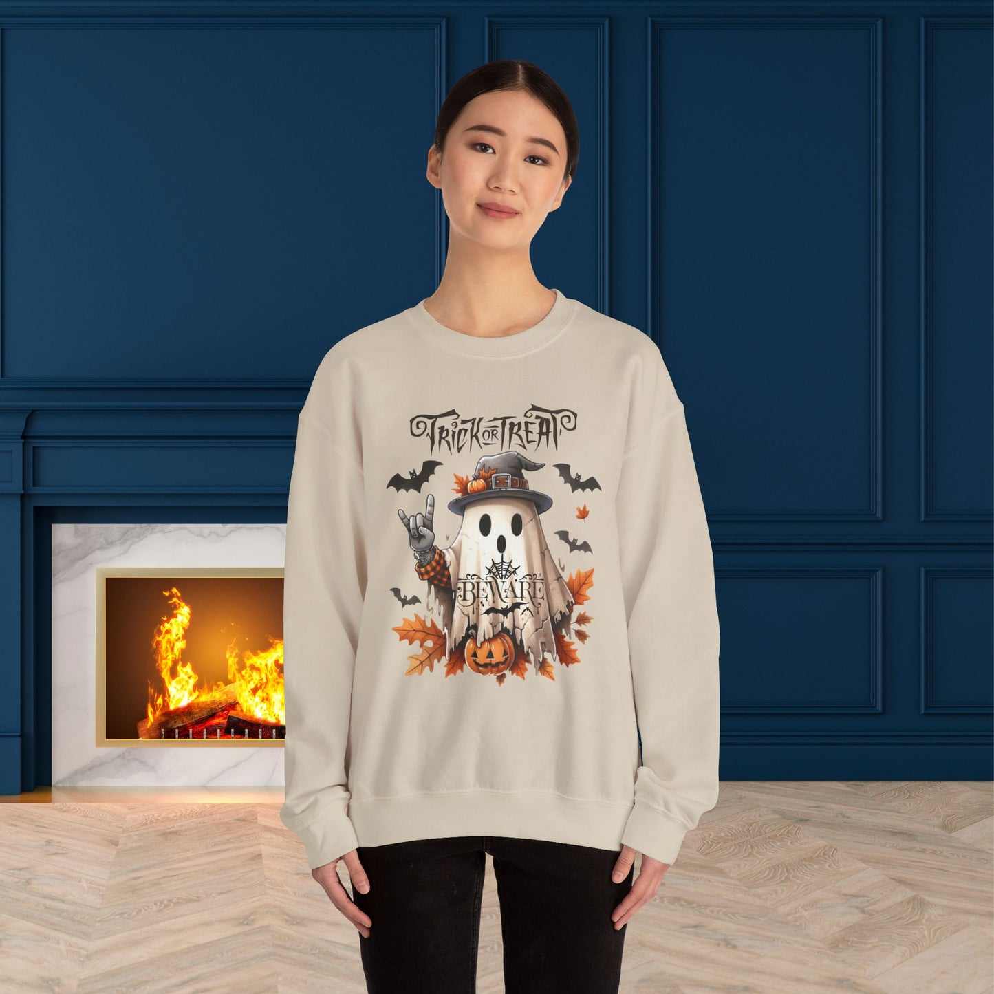 Trick Or Treat Halloween Sweatshirt, Happy Halloween Sweatshirt - Unisex Heavy Blend Crewneck, Halloween Sweatshirt, Cute Spooky Ghost sweatshirt.