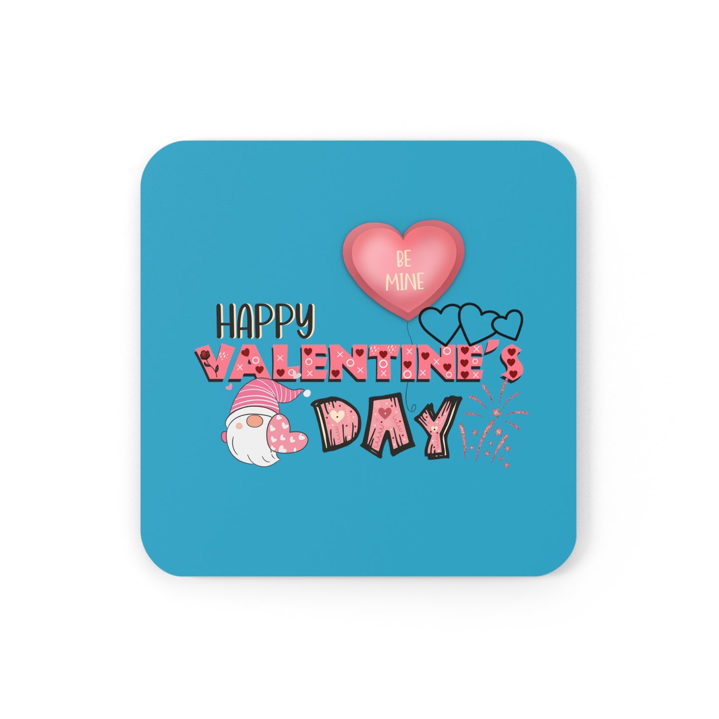 Happy Valentines Day Corkwood Coaster Set