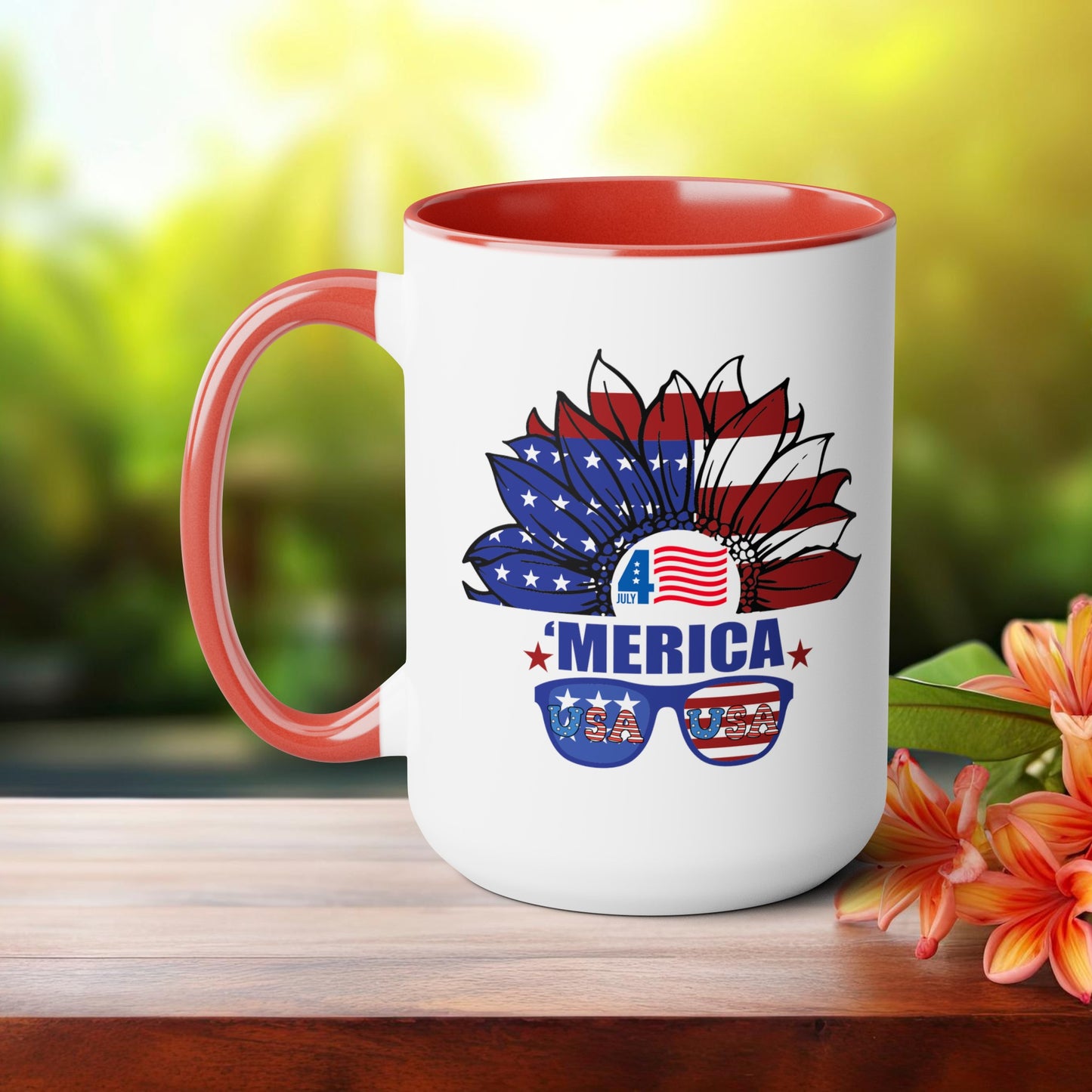 Happy 4th Of July Two -Tone Coffee Mug.15oz.
