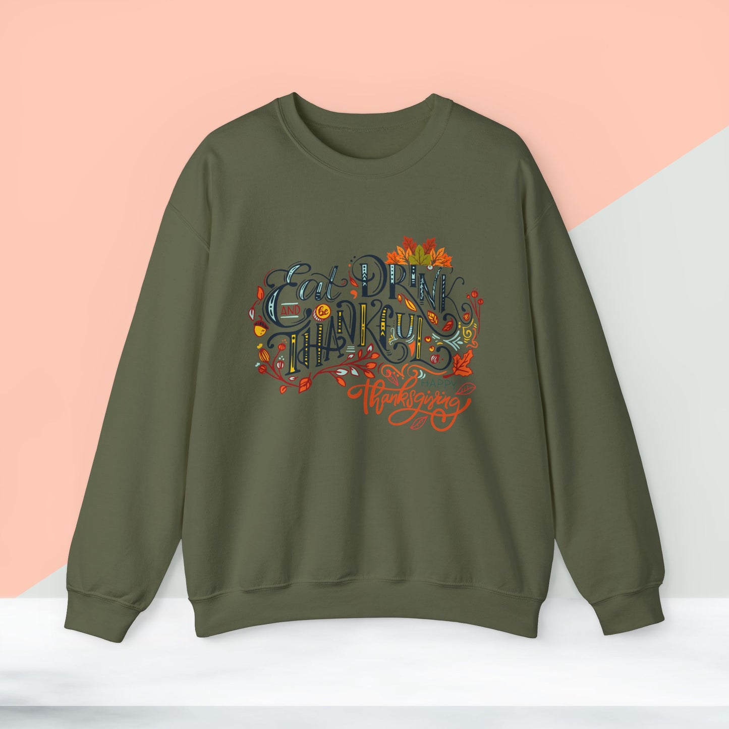 Eat Drink & Thankful Sweatshirt, Thanksgiving Sweatshirt, HappyThanksgiving Sweatshirt - Unisex Heavy Blend, Happy Thanksgiving2024 Sweatshirt, Thanksgiving Gift, Festive Sweatshirt.