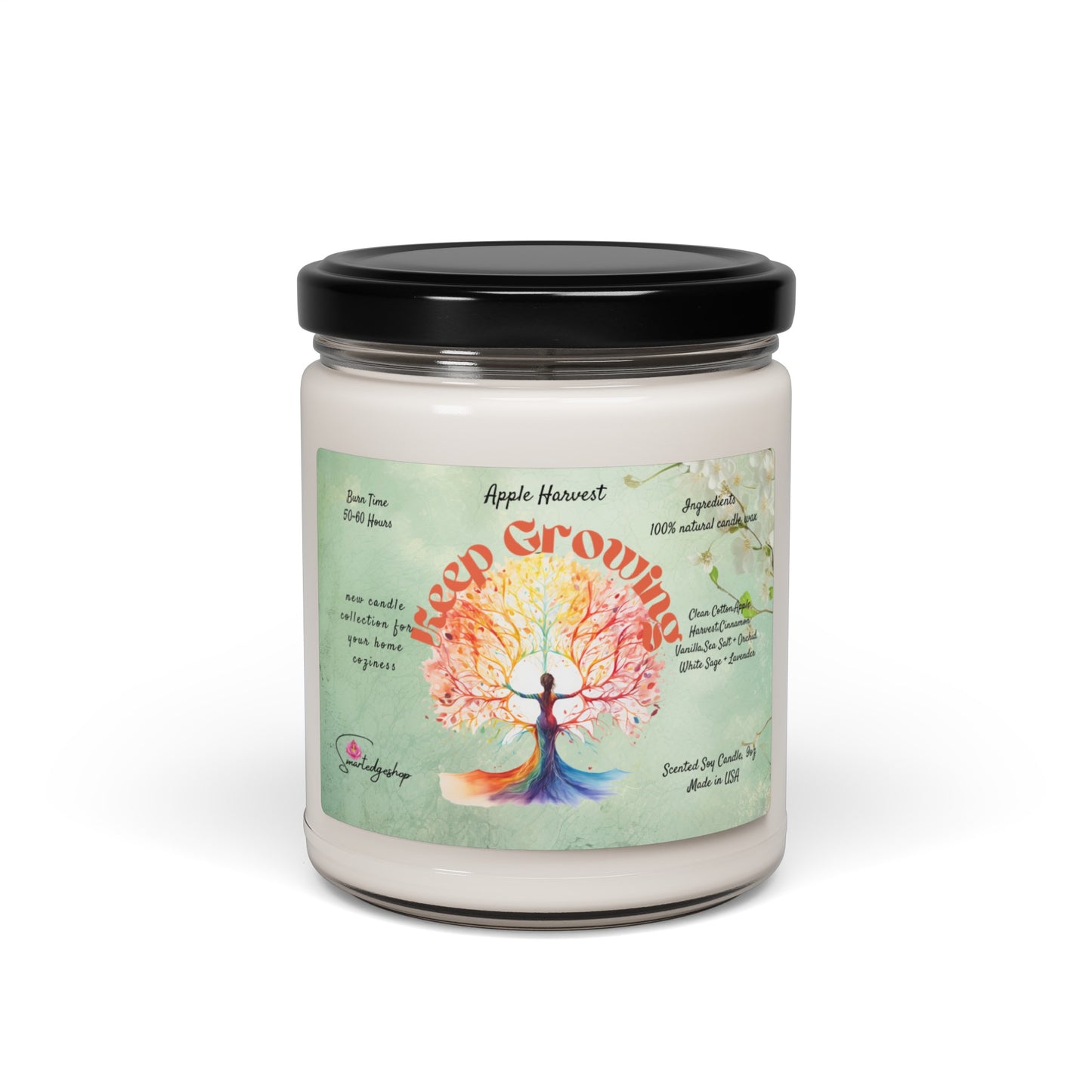 Keep Growing Yoga Scented Soy Candle, 9oz,Yoga , CuteCandle, Mindful Gift, Yoga lovers candle, Yoga Instructor Gift, Gift For Yoga lovers, Gift For Yogi.
