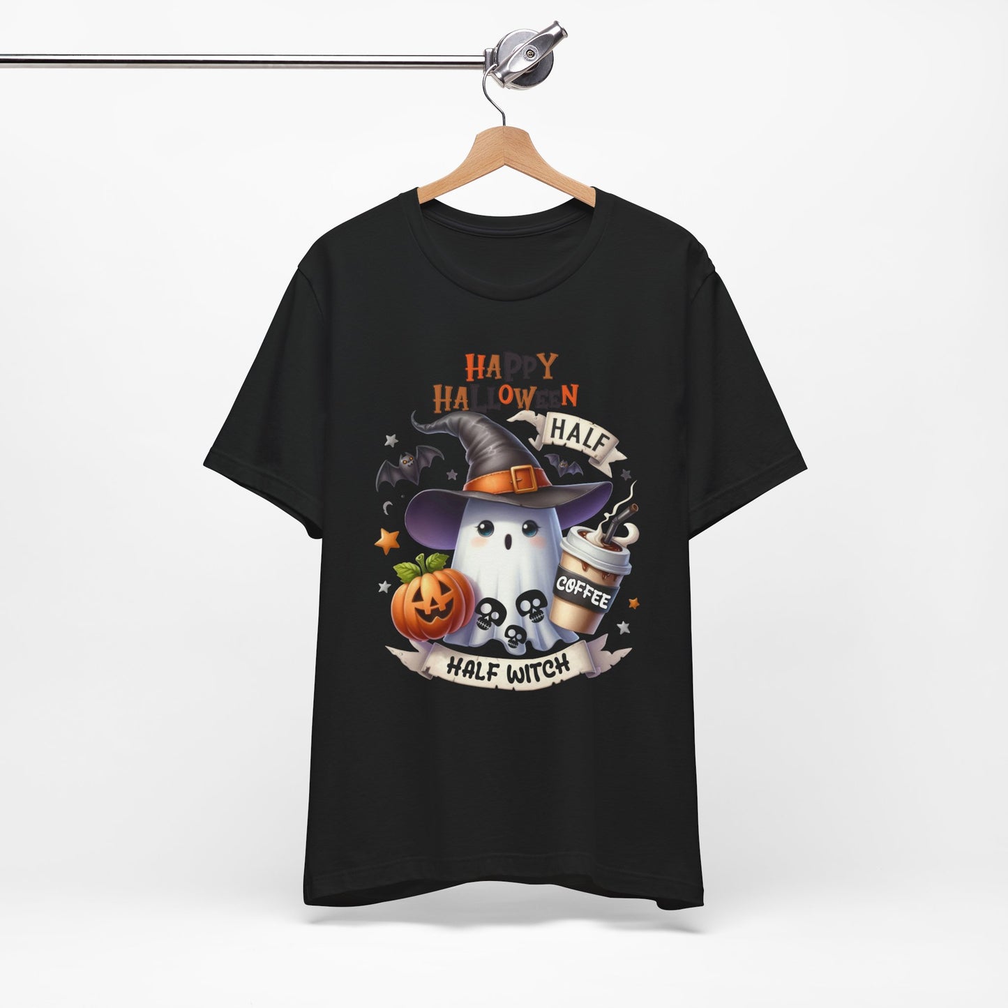 Half Coffee Half Witch T-shirt, Happy Halloween T-shirt, Trick Or Treat T-shirt, Halloween T-shirt, Cool Halloween T-shirt, Spooky T-shirt,