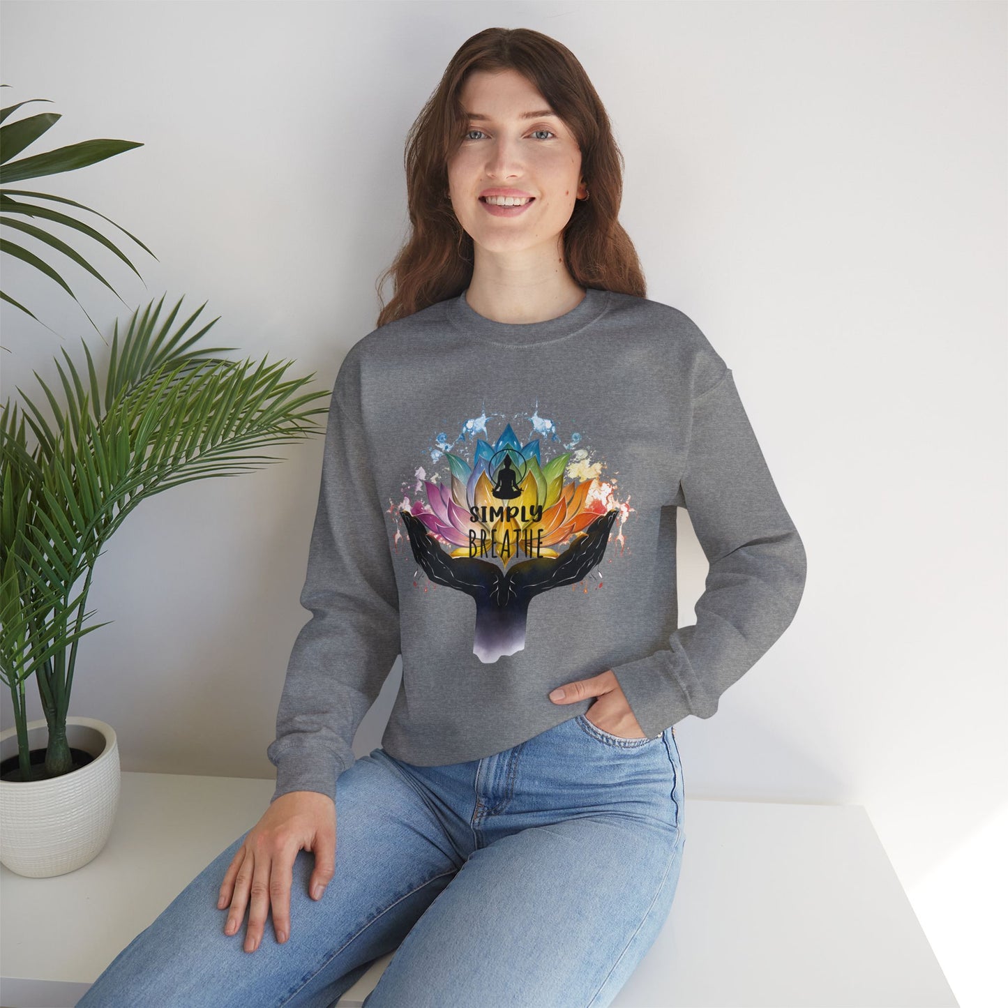 Simply Breathe Yoga unisex heavy blend crewneck sweatshirt,Yoga workout Sweatshirt,Yoga lovers Sweatshirt, Yoga Instructor Gift, Gym Sweatshirt, Gift For Yoga lovers, Gift For Yogi.
