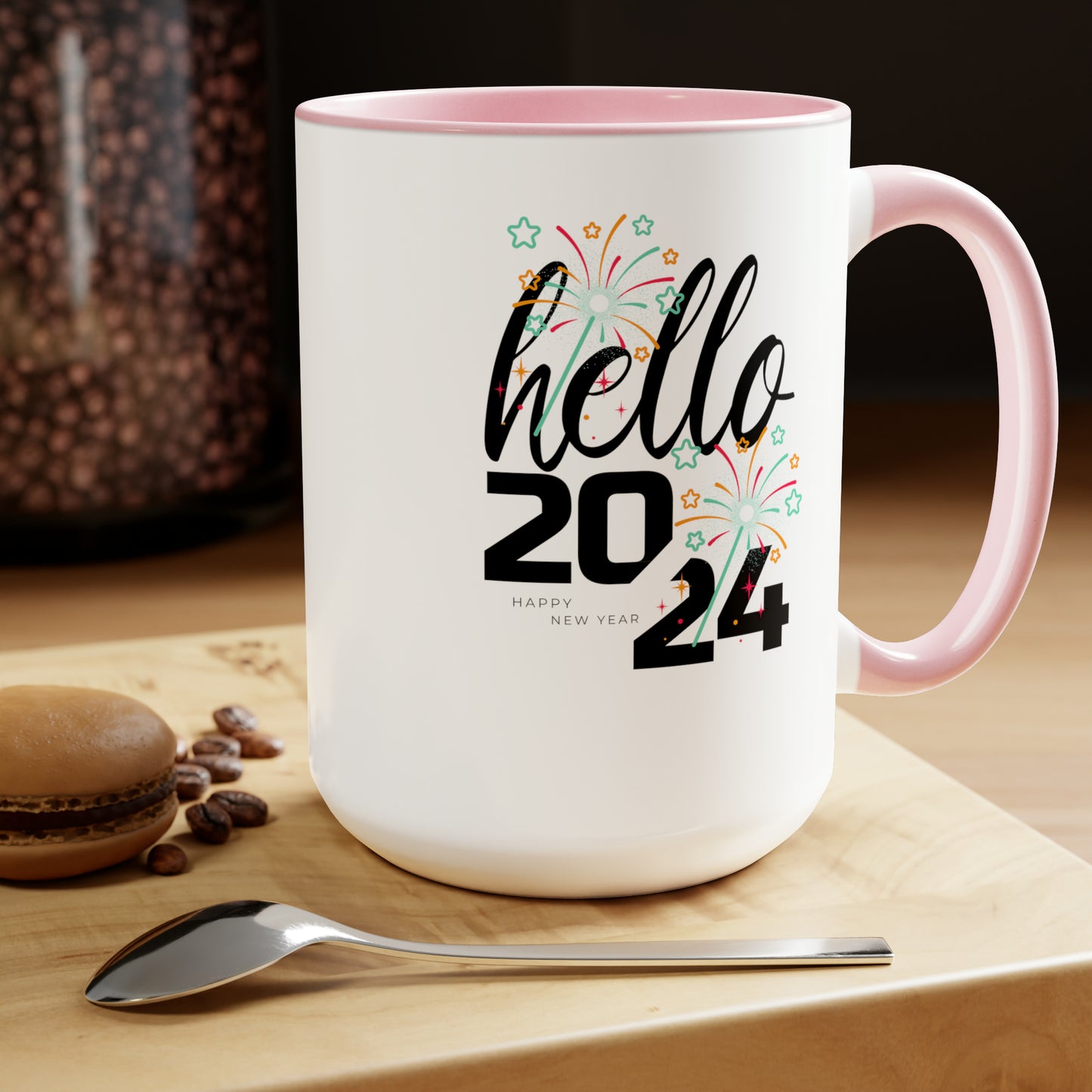 Happy New Year Two-Tone Coffee Mugs, 15oz