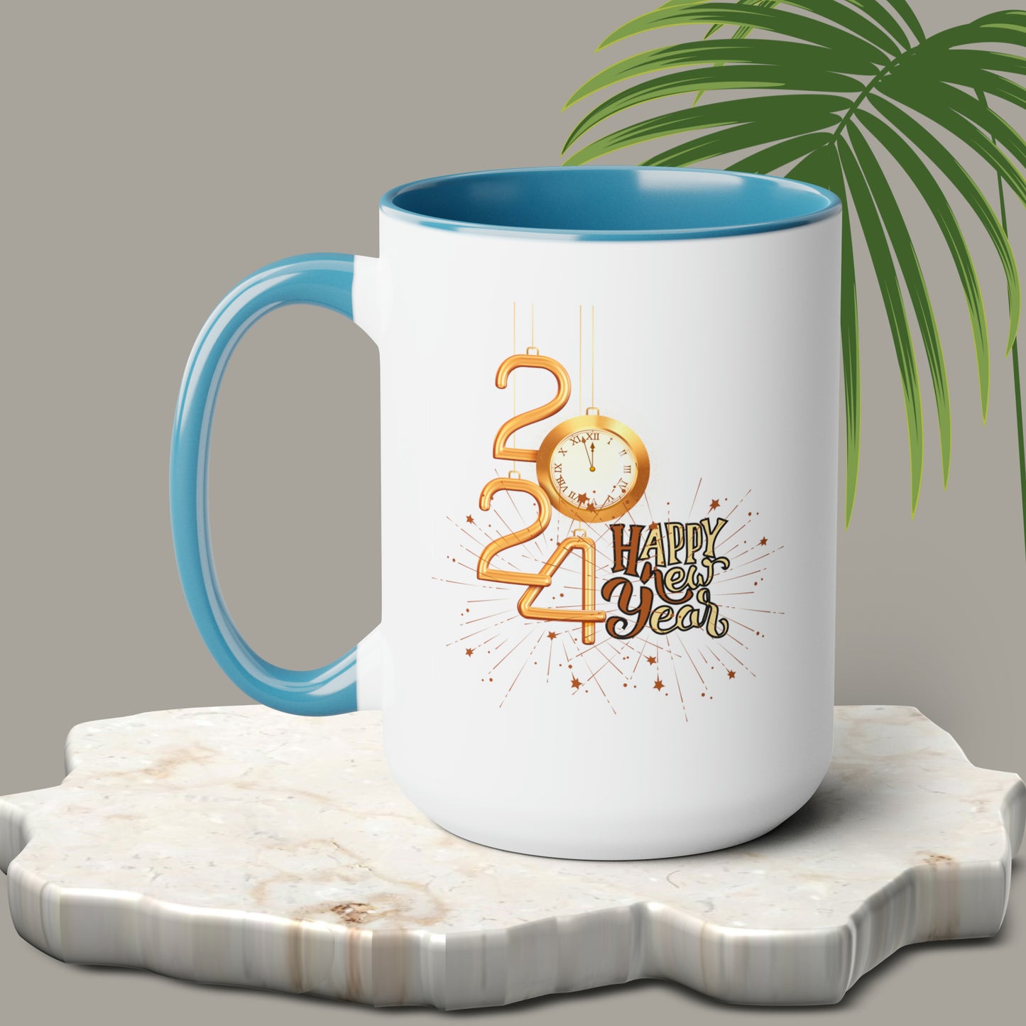 Happy New Year Two-Tone Coffee Mugs, 15oz