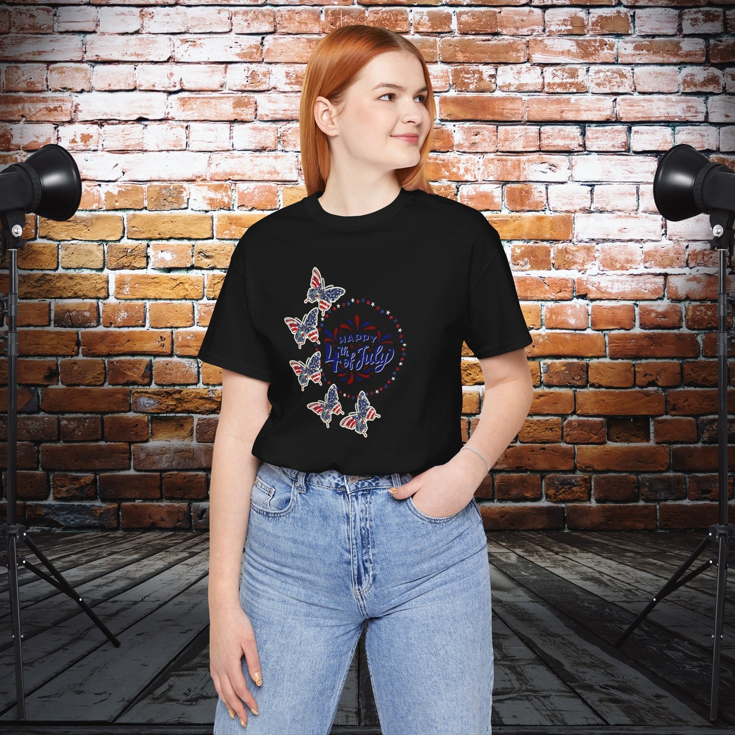 4th of July T-Shirt, Happy 4th Of July Butterfly T-Shirt, Fourth of July unisex jersey short sleeve.