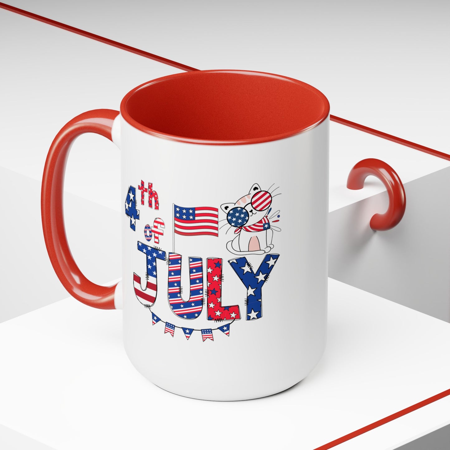Happy 4th Of July Two -Tone Coffee Mug.15oz.