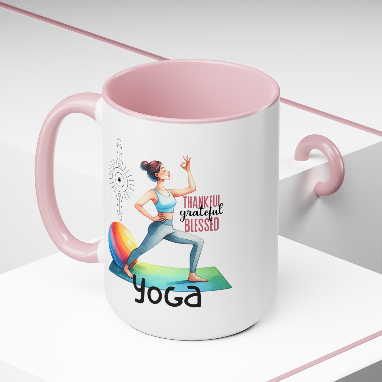 Thankful Grateful Blessed Yoga Coffee Mug, Cute Yoga Coffee Mug, Yoga lovers Coffee Mug, Yoga Instructor Gift, Gift For Yoga lover, Gift For Yogi.
