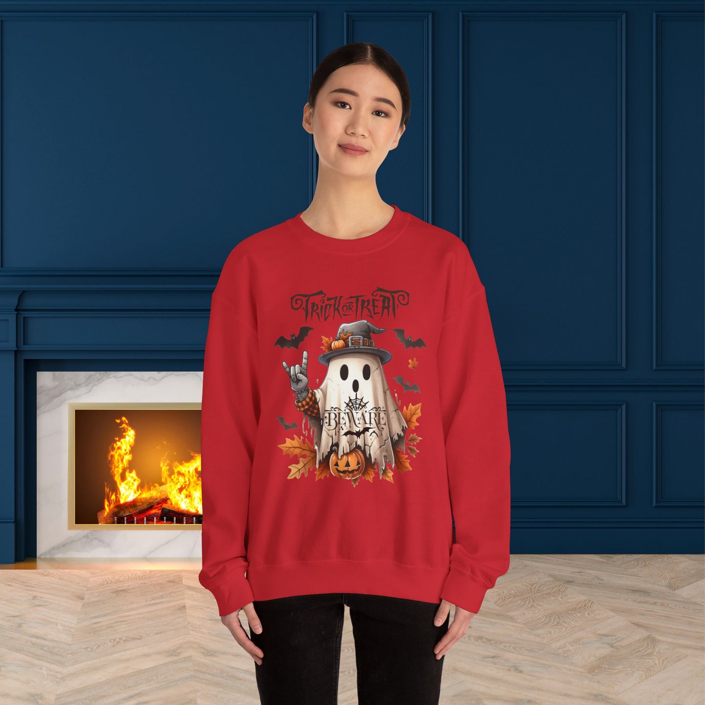 Trick Or Treat Halloween Sweatshirt, Happy Halloween Sweatshirt - Unisex Heavy Blend Crewneck, Halloween Sweatshirt, Cute Spooky Ghost sweatshirt.