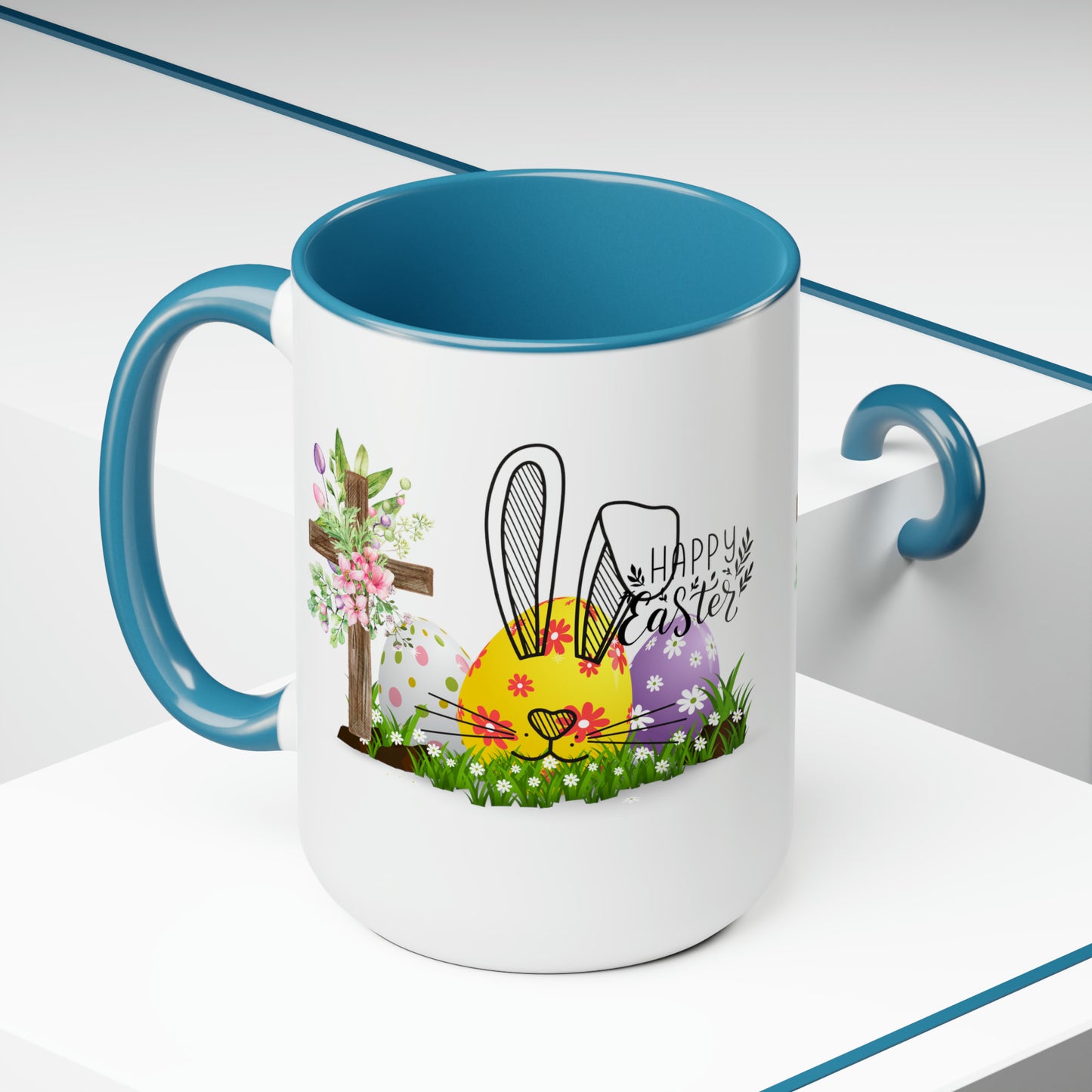Happy EasterTwo-Tone Coffee Mugs, 15oz