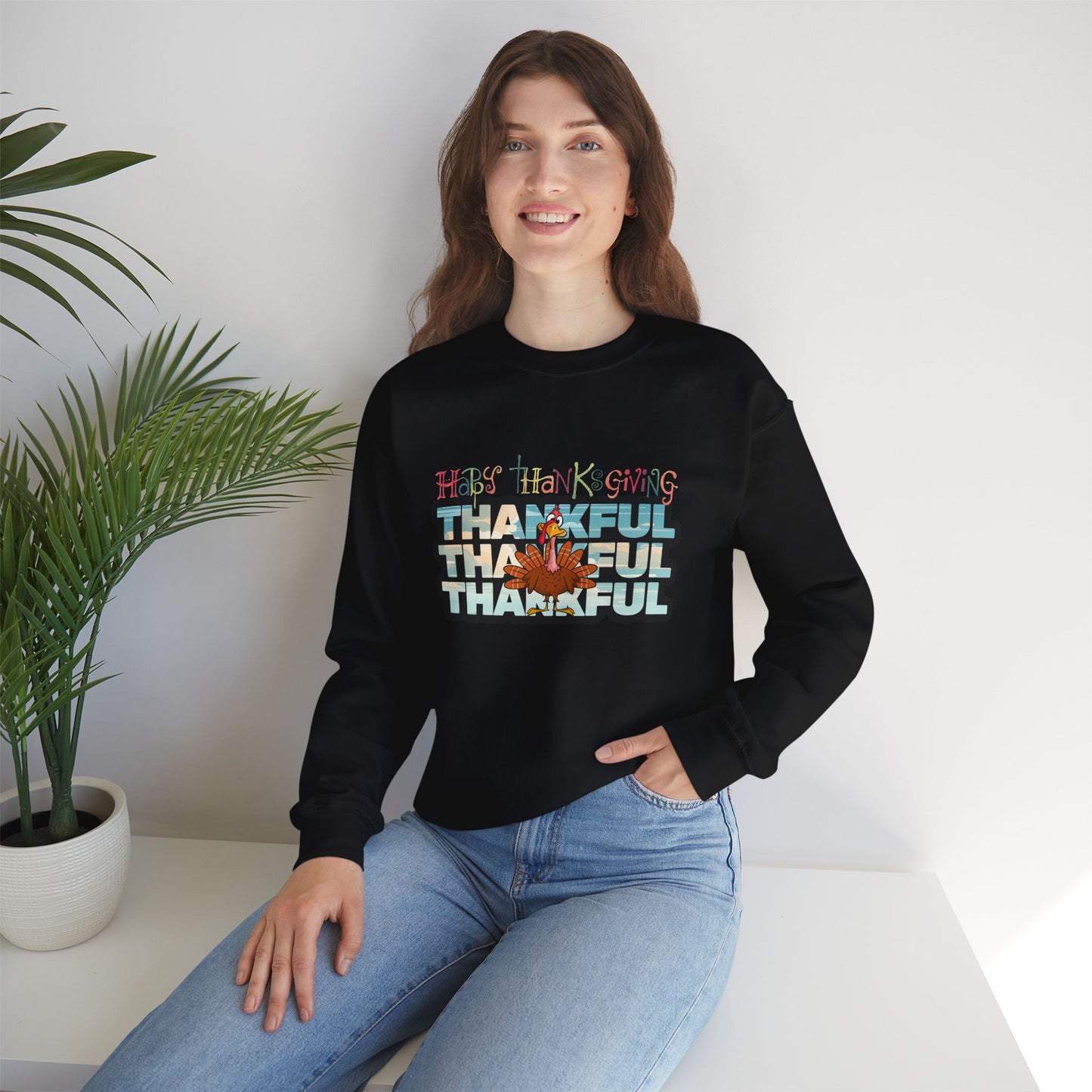 Thankful Sweatshirt, HappyThanksgiving Sweatshirt - Unisex Heavy Blend, Happy Thanksgiving2024 Sweatshirt, Thanksgiving Gift, Festive Sweatshirt.