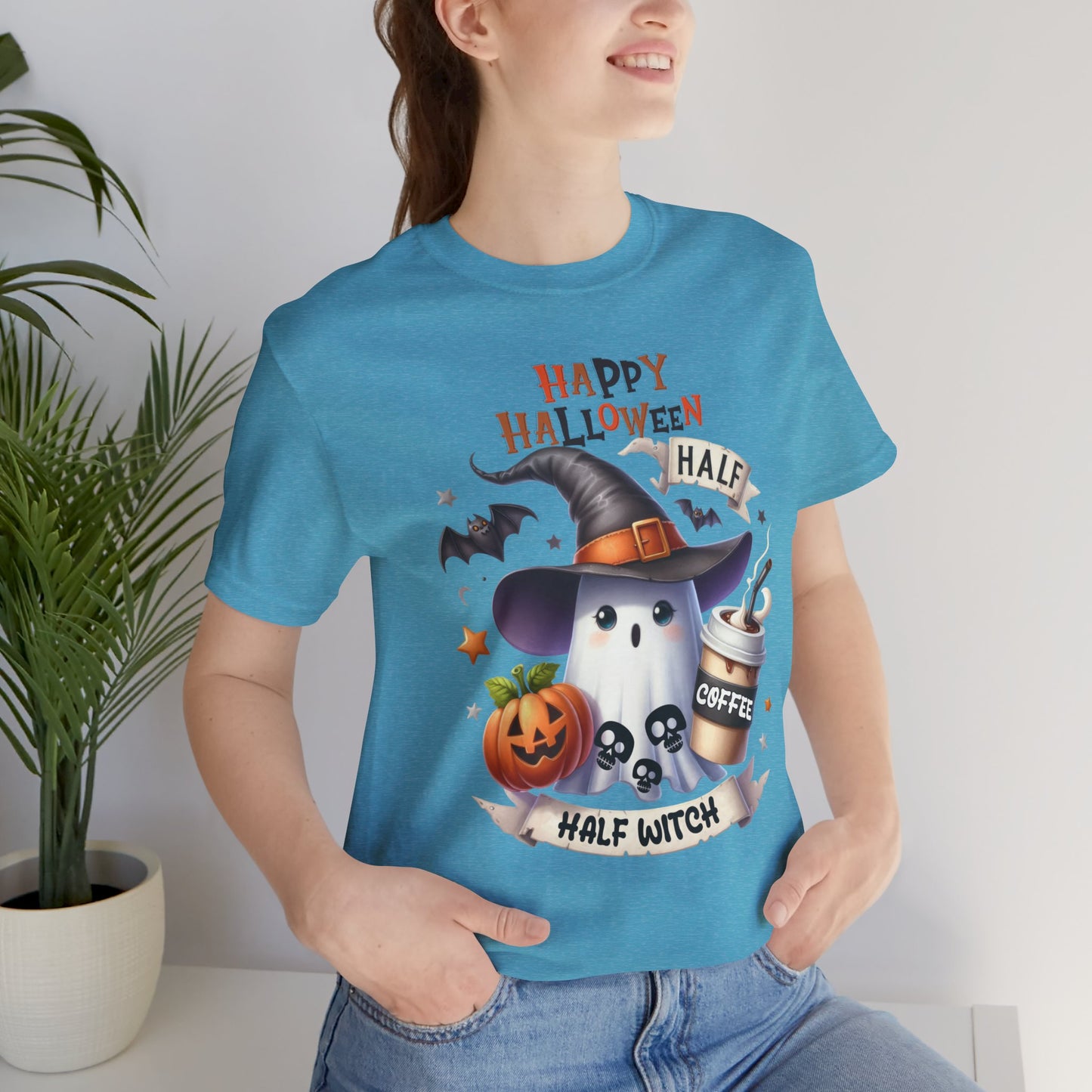 Half Coffee Half Witch T-shirt, Happy Halloween T-shirt, Trick Or Treat T-shirt, Halloween T-shirt, Cool Halloween T-shirt, Spooky T-shirt,